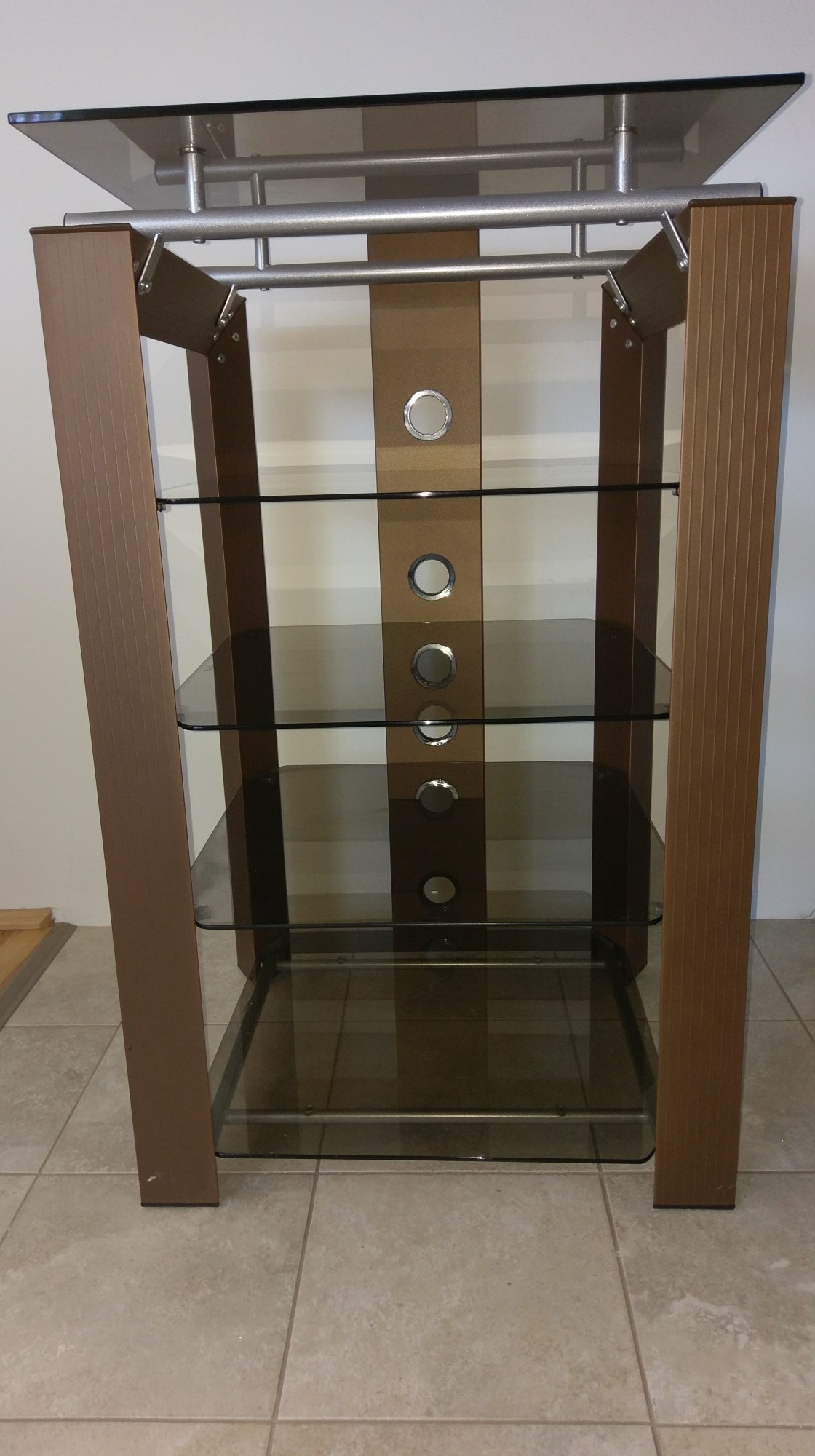 SOLD FS Audio rack, aluminium/tempered glass (Perth) ﻿ Stereo, Home