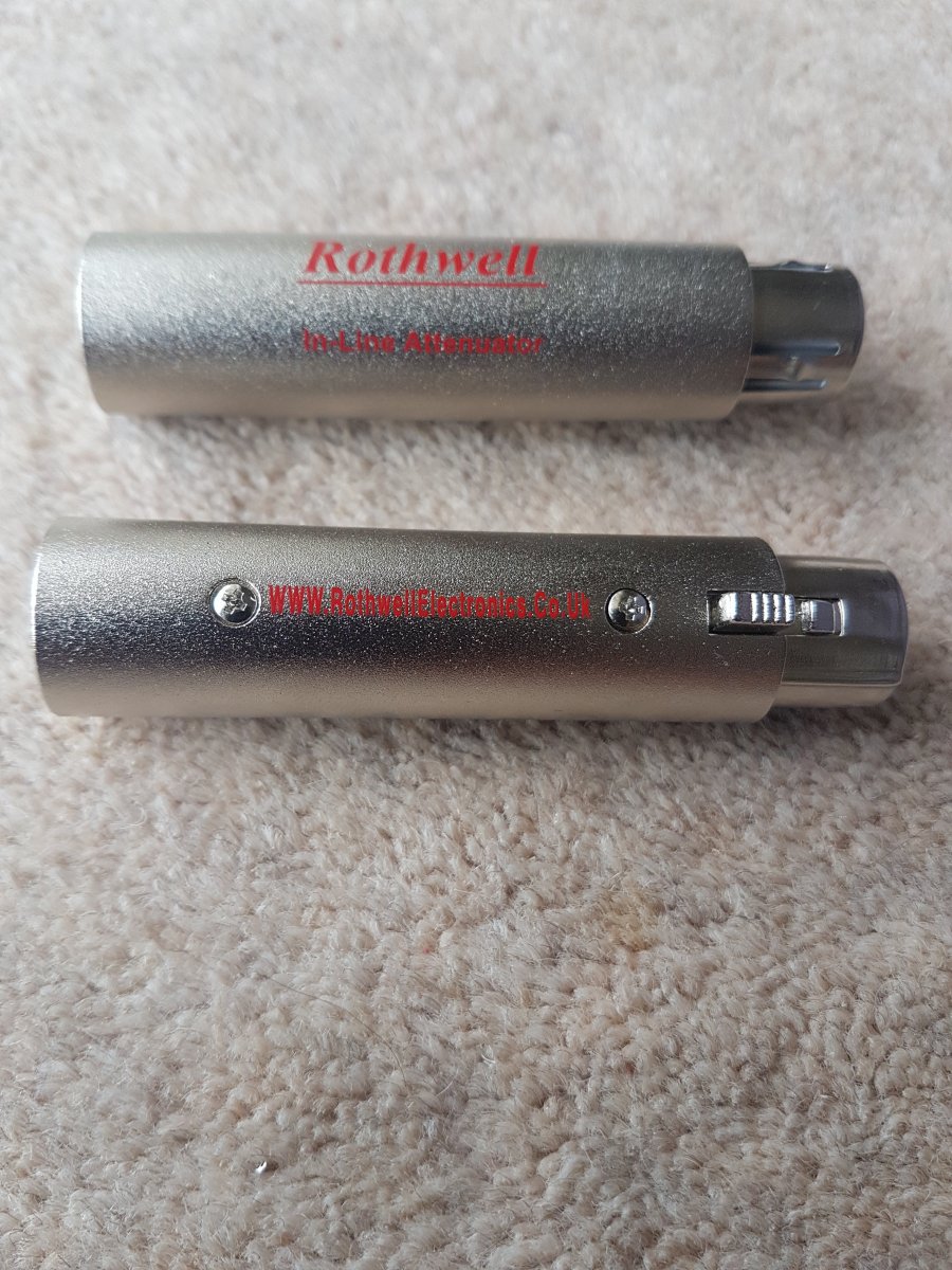 SOLD ROTHWELL XLR balanced audio attenuators (pair)(Model10dB