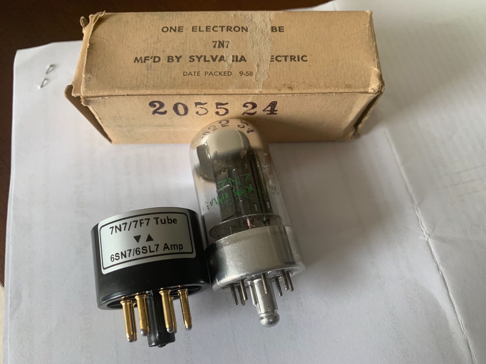 SYLVANIA　6SN7GT　１ペア　互換球：6SN7A/6SN7L/6SN7GTA/6SN7GTB等 Sylvania 6SN7 6SN7W 6sn7gt 5692 Bad Boys 3 Hole Black Plate Nos