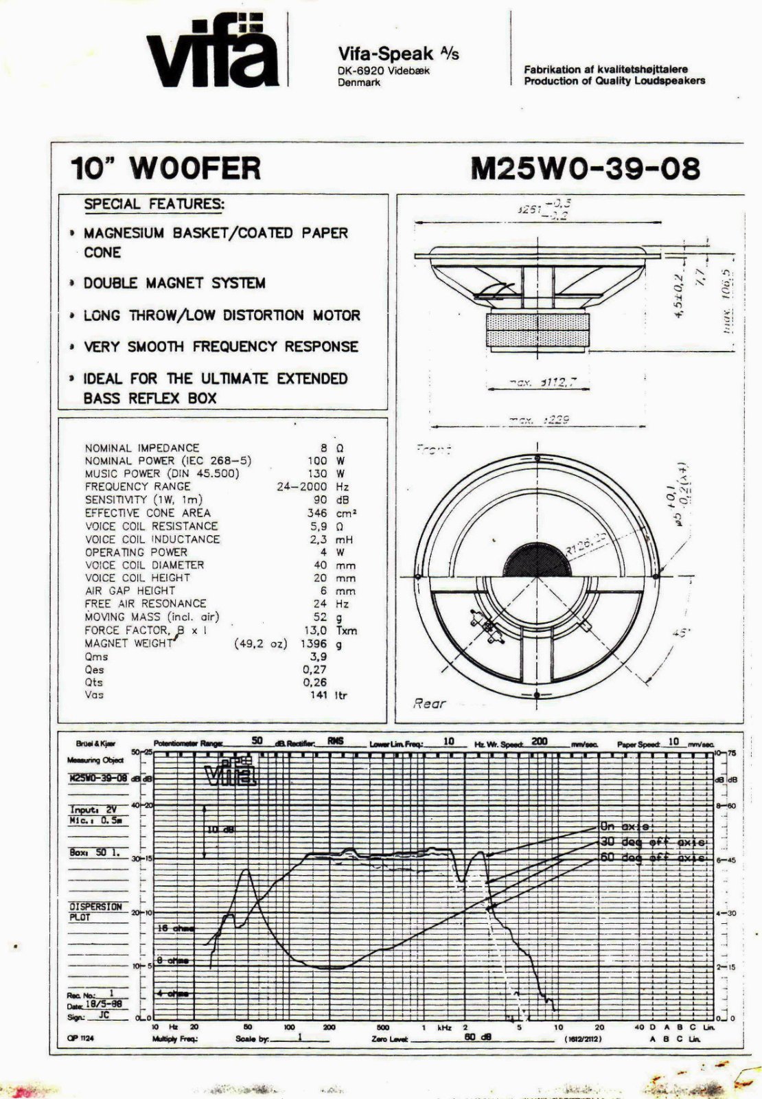 WTB:VIFA M25W0-39-08 or P25W0-00-08 10