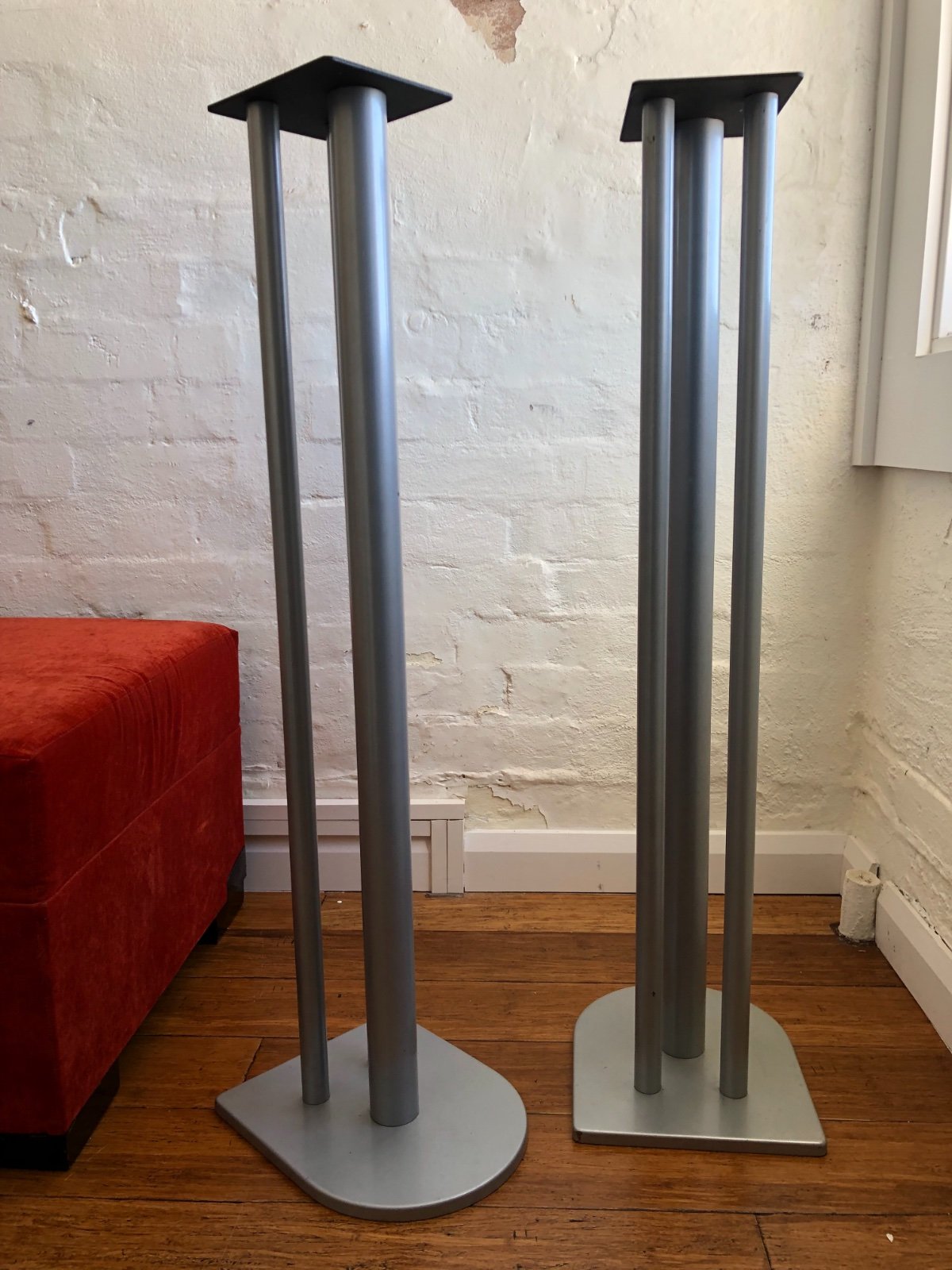 SOLD FS Atacama (?) 100cm silver speaker stands w/ inert filler
