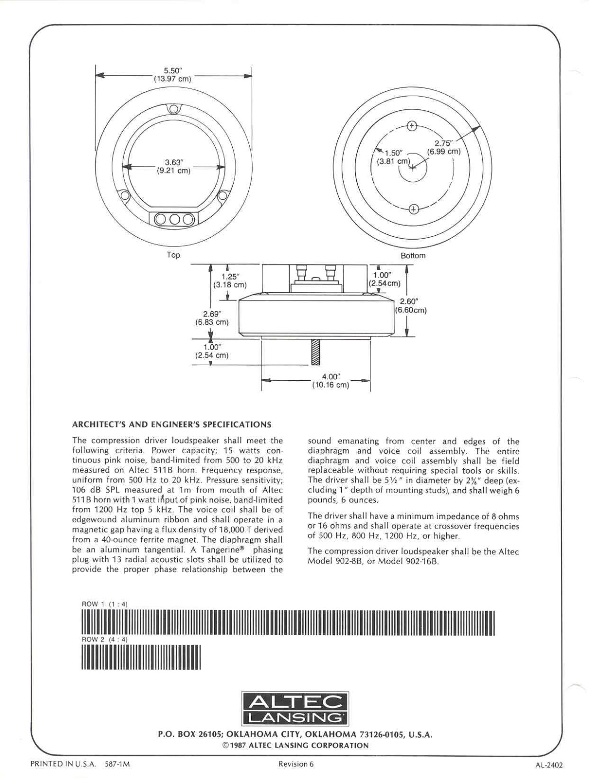 FS: Altec Lansing 902-8B, small format compression drivers