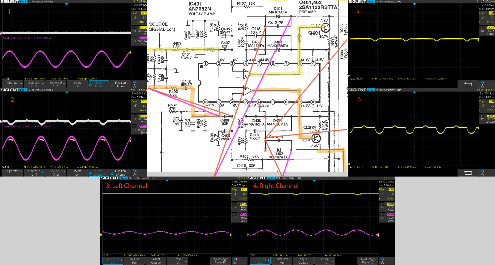 Repair Technics SEA900S Distortion in right channel at higher