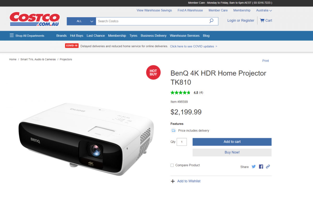 BenQ 4K HDR Home Projector TK810 Sale on Costco ﻿ Great Deals