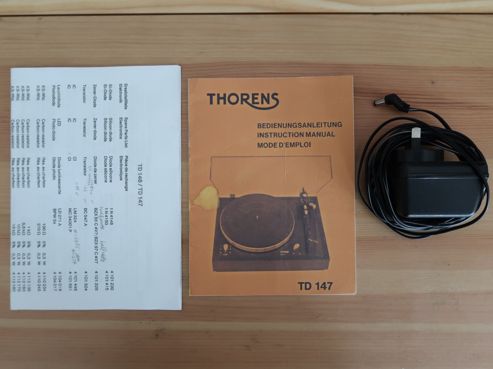 Manuale Utente Thorens TD 147 - Copia In Tedesco (Deutsch) - Leggibile