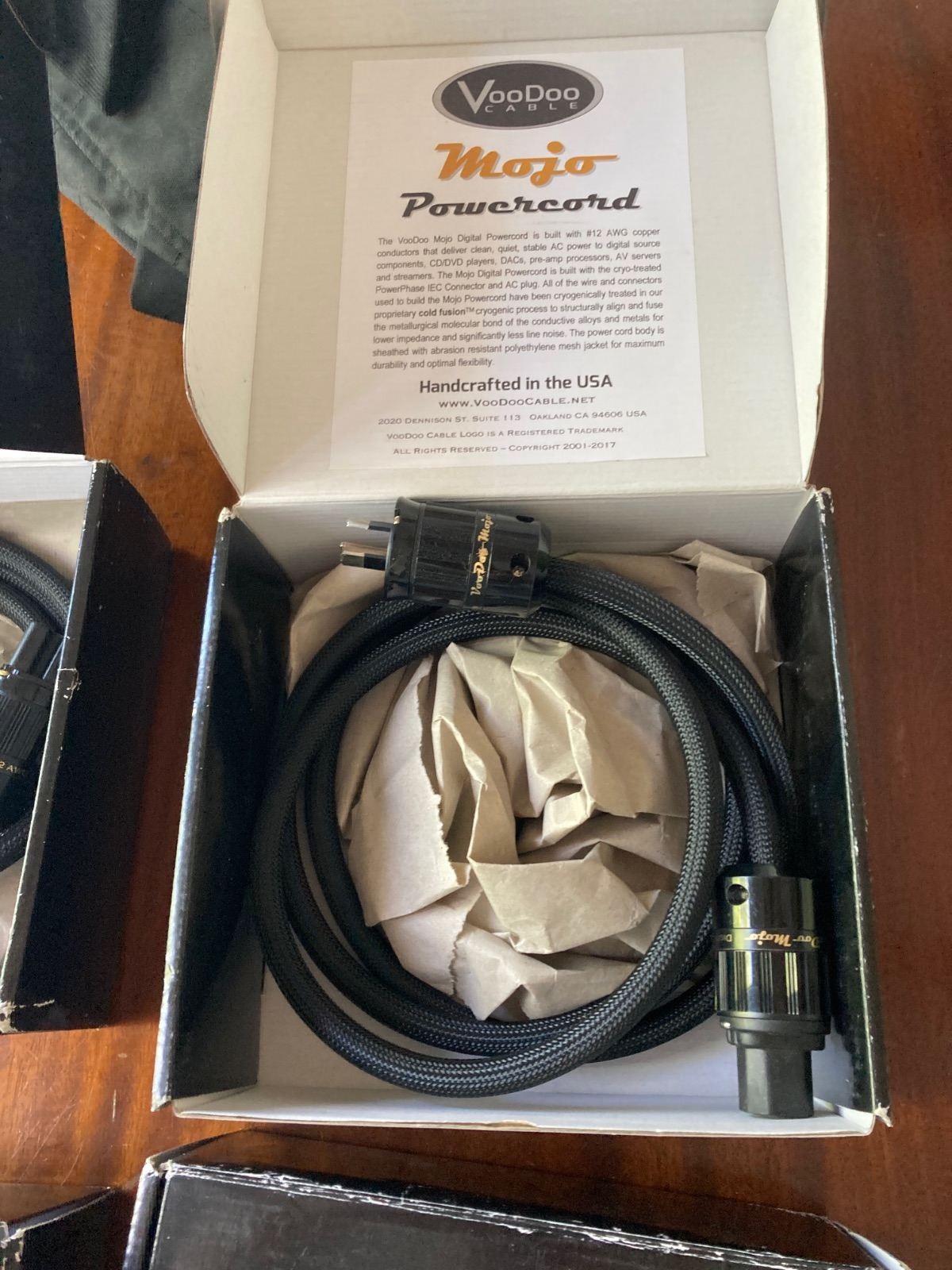 Voodoo Mojo AUs power cables 1.8 metres x4 2 high current , 2 digital cables. ﻿ HiFi and