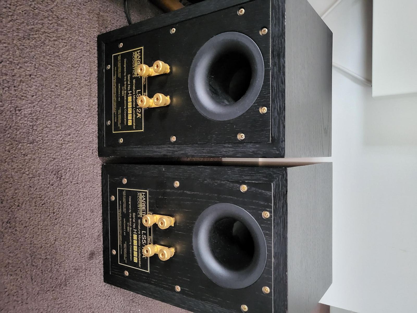 Harbeth LS5/12A speakers in black. - Stereo, Home Cinema