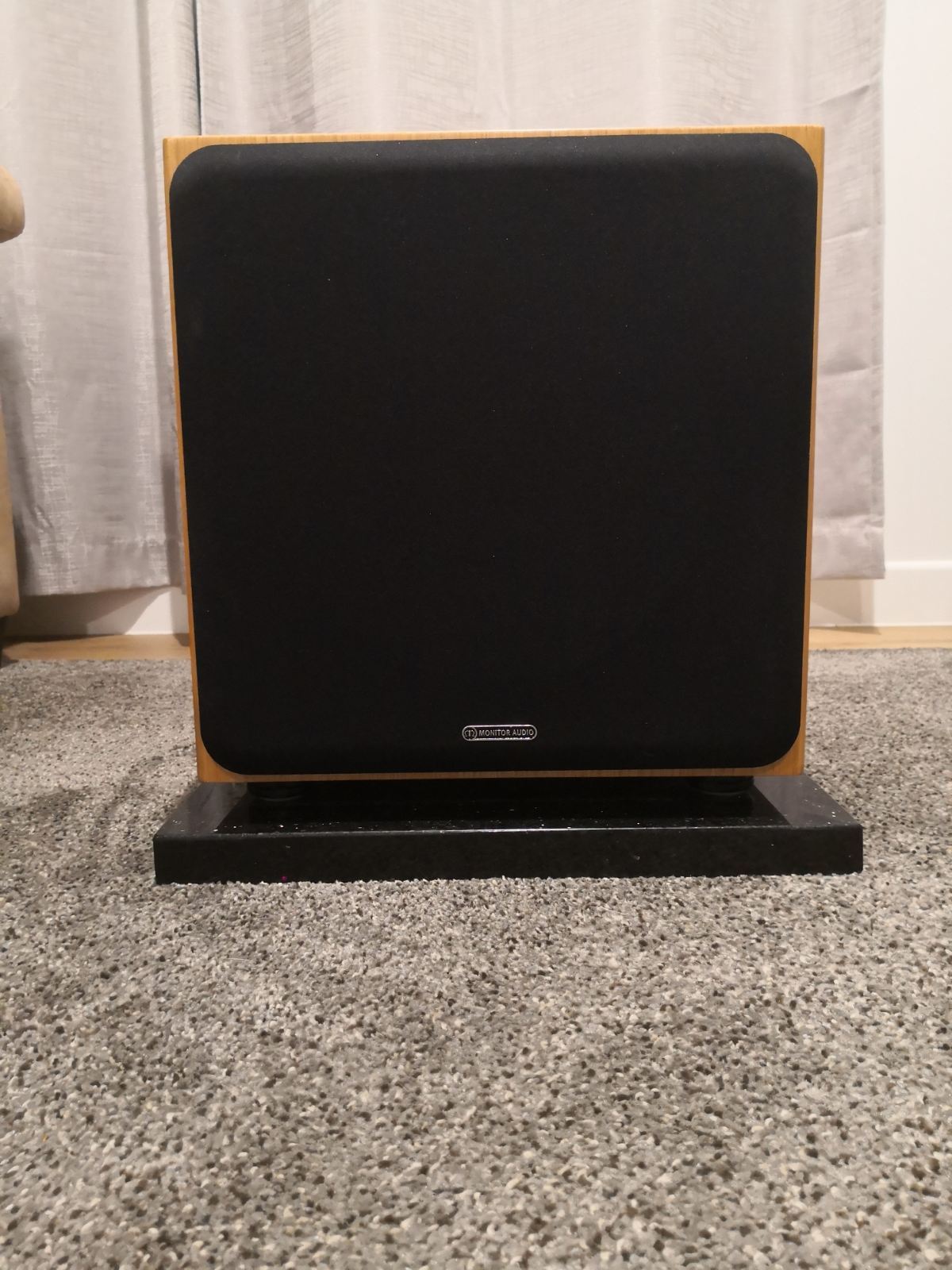 Monitor Audio Silver W12 Sub (5g) Light Oak with Granite Isolation