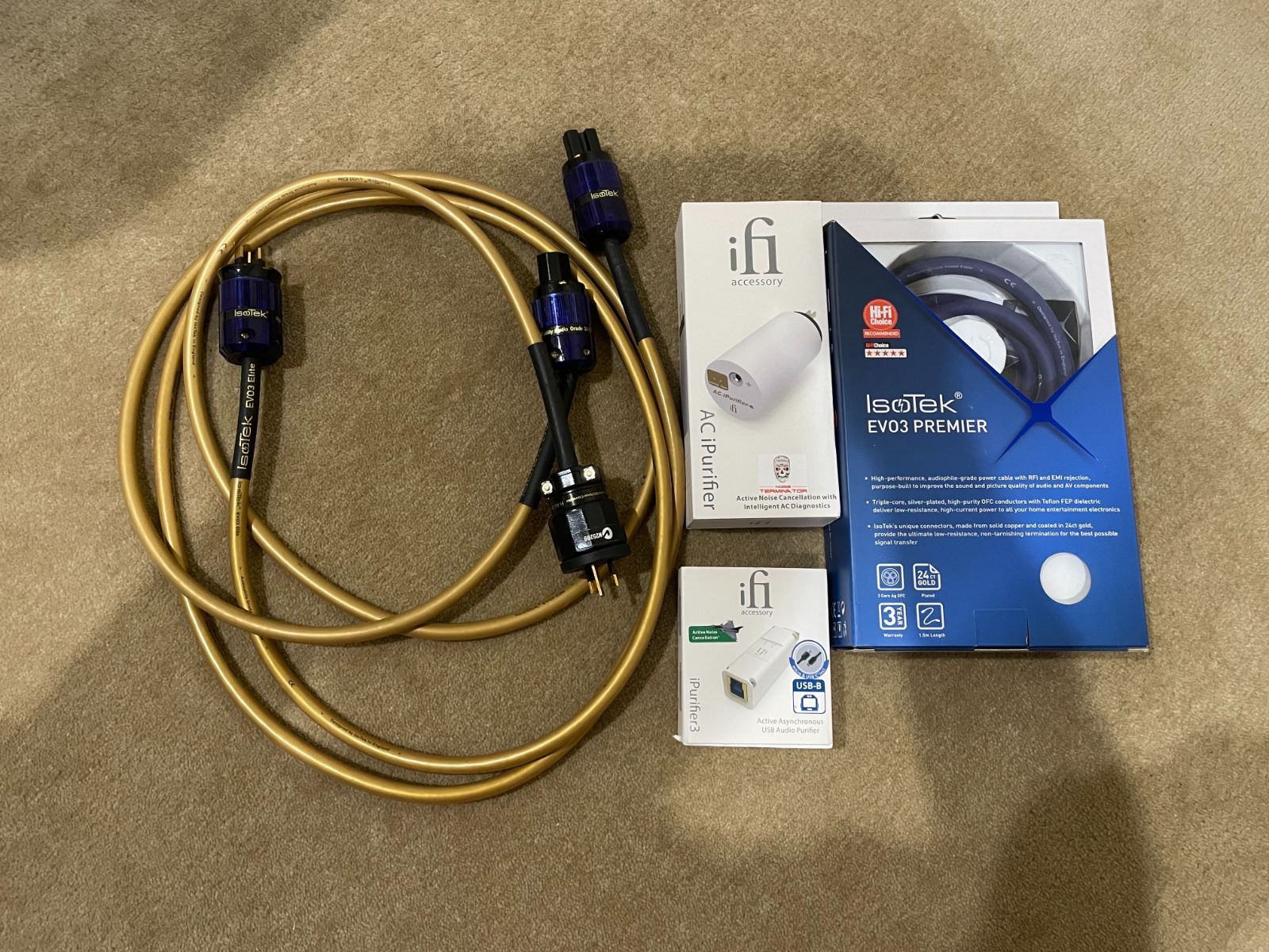 FS Isotek evo3 Elite power cable x 2 , Isotek Premier x 1, ifi