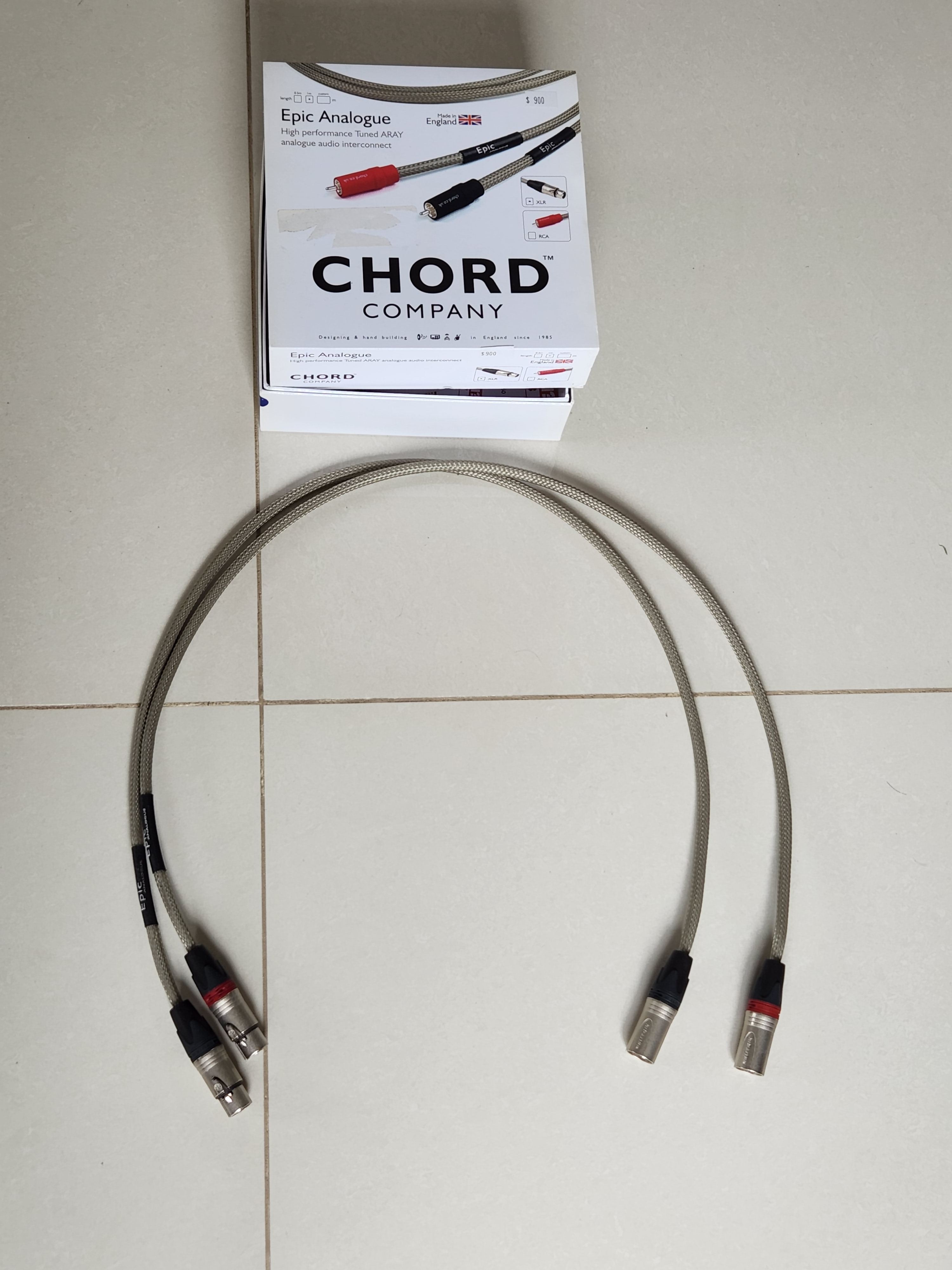 Chord Epic XLR Audio Interconnect 1.0M ﻿ HiFi and Cinema Cables