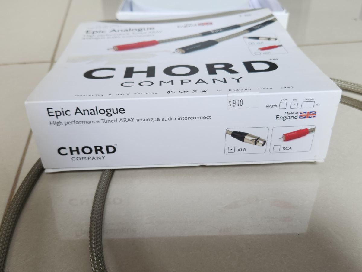 Chord Epic XLR Audio Interconnect 1.0M ﻿ HiFi and Cinema Cables