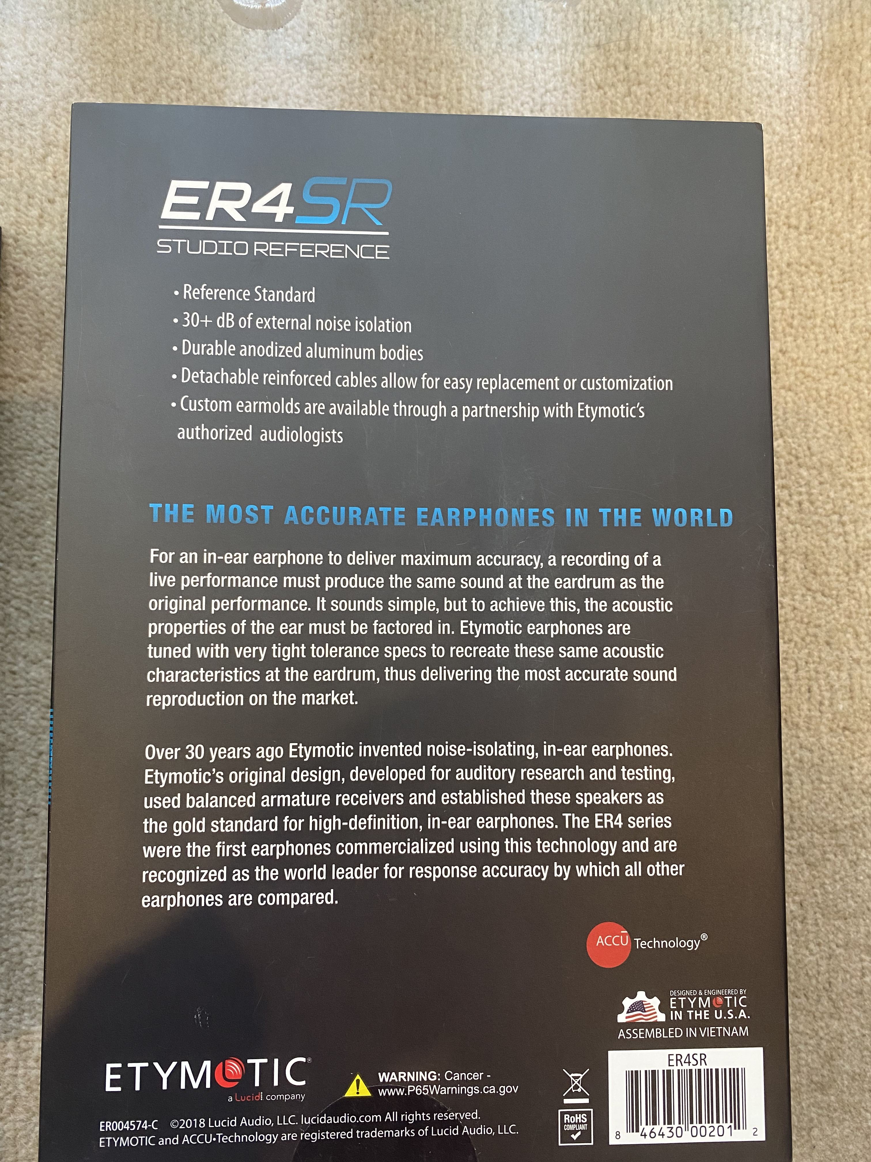 Etymotic ER4SR - reference class IEMs - Stereo, Home Cinema, Headphones ...