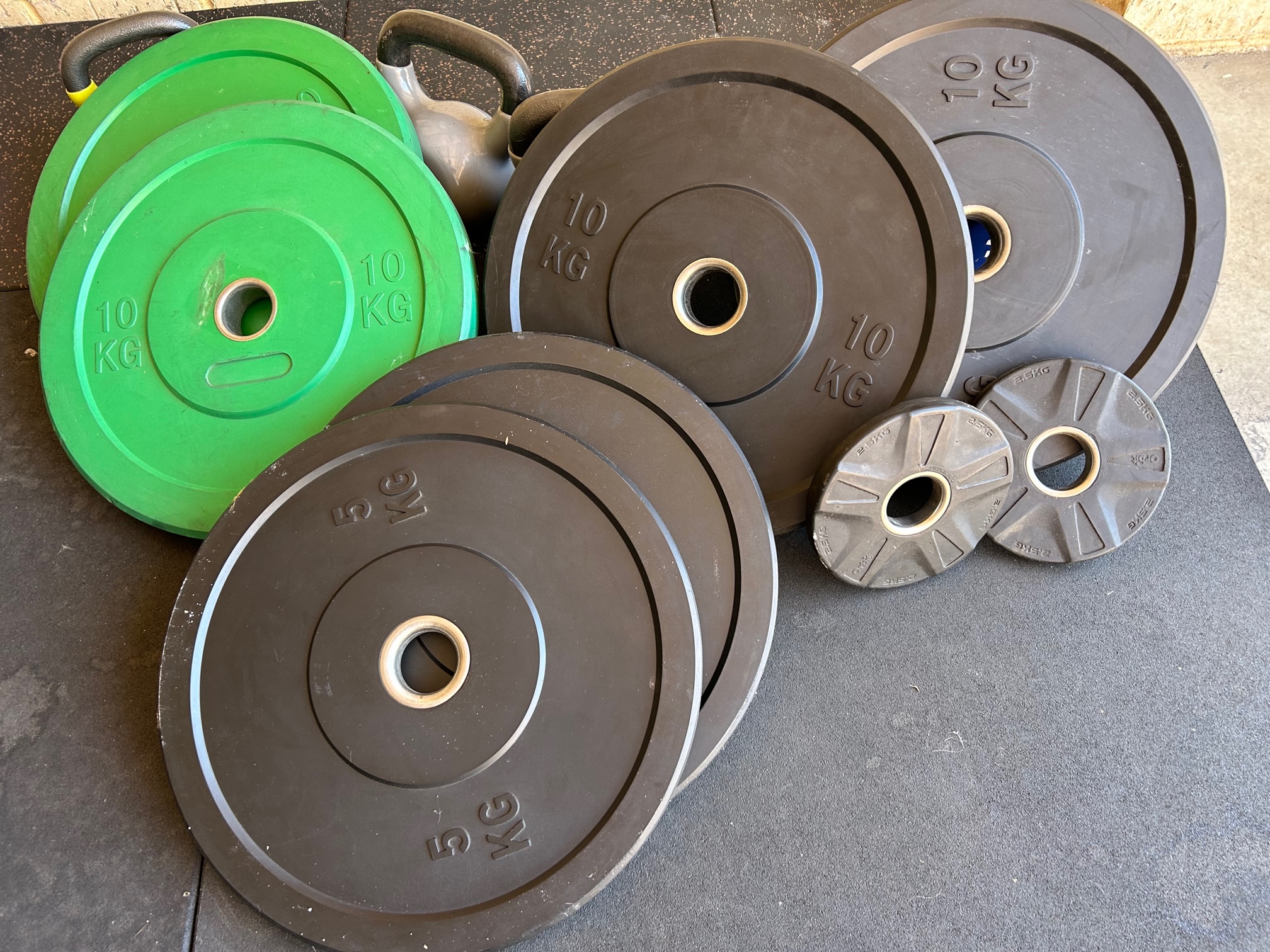 SOLD ELSEWHERE SOLD GYM EQUIPMENT BAR RUBBER BUMP PLATES RACK