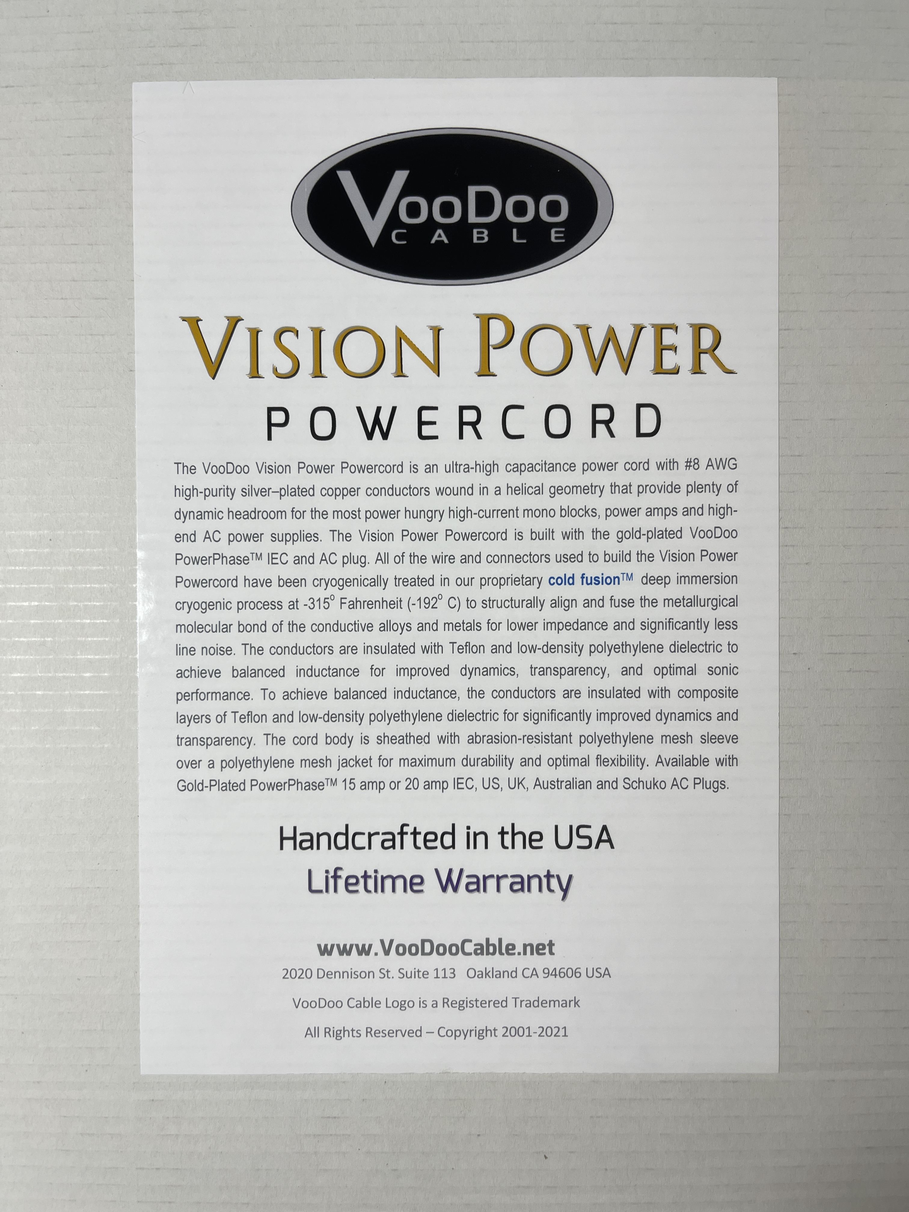 VooDoo Vision Power C13 / 1.5M ﻿ HiFi and Cinema Cables & Accessories