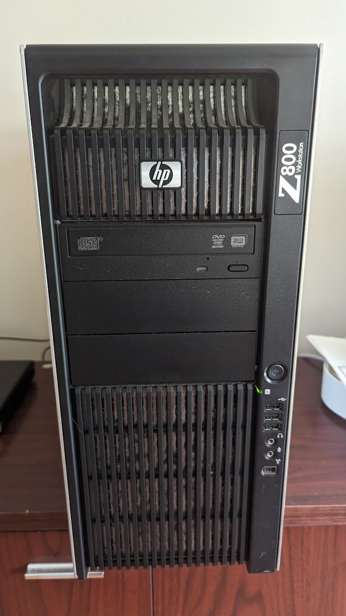 HP z800 Workstation PC with MSI 1660 Super GPU Twin Xeon CPU ...