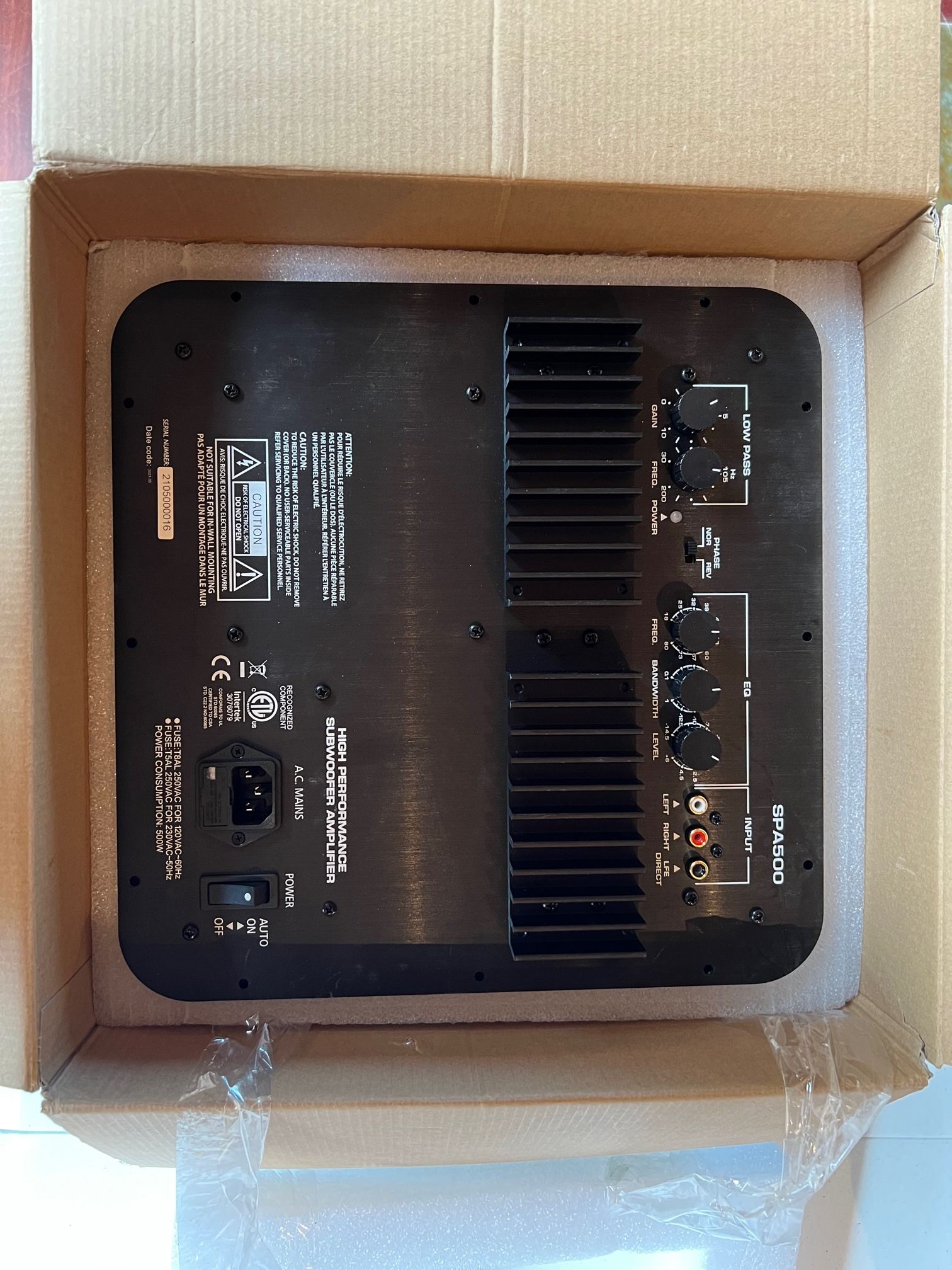 Dayton SPA500 500W Subwoofer Plate Amplifier brand new in bo - Stereo