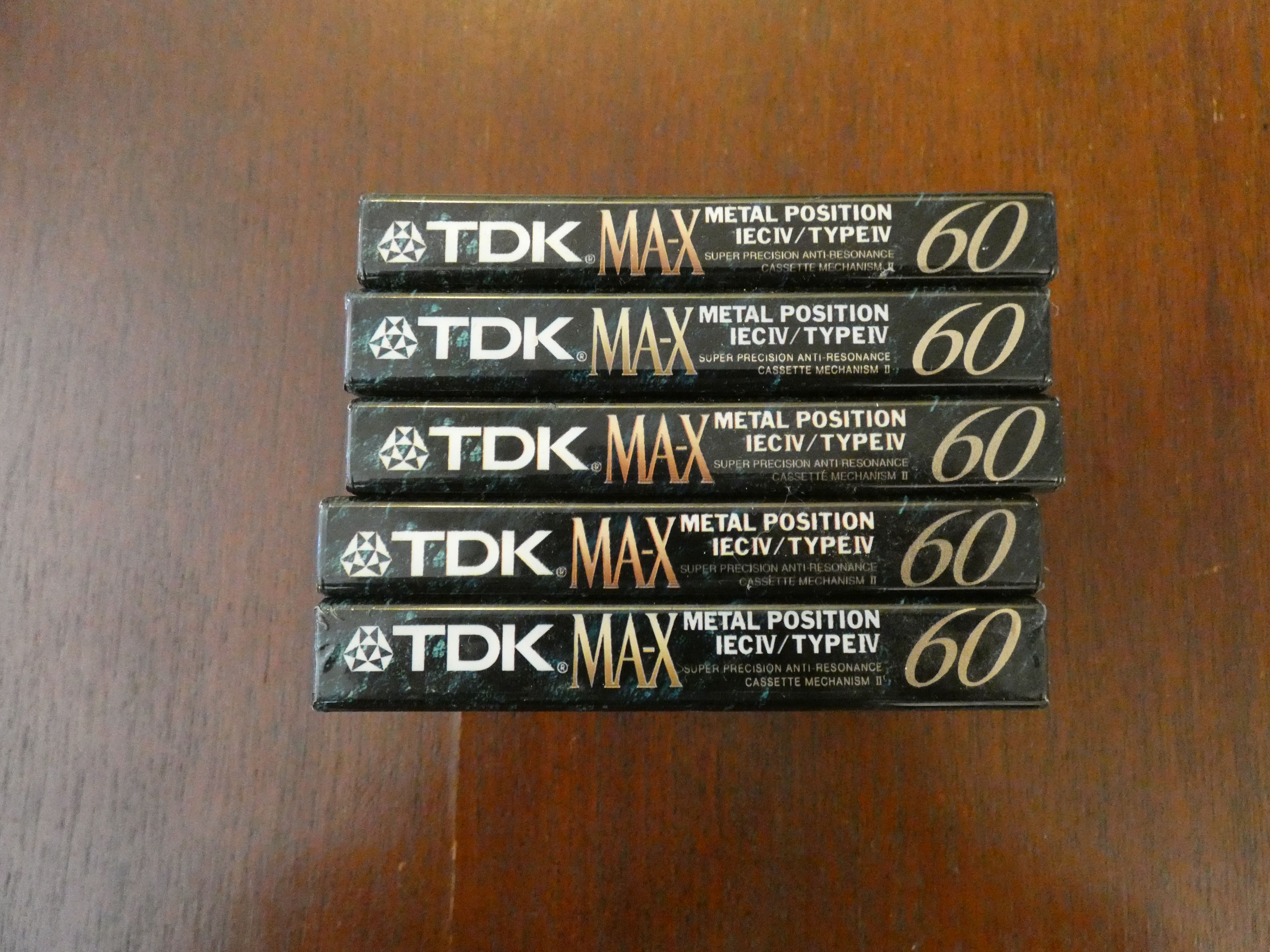 5 x TDK MA-X60 cassettes, NOS, in original wrappers