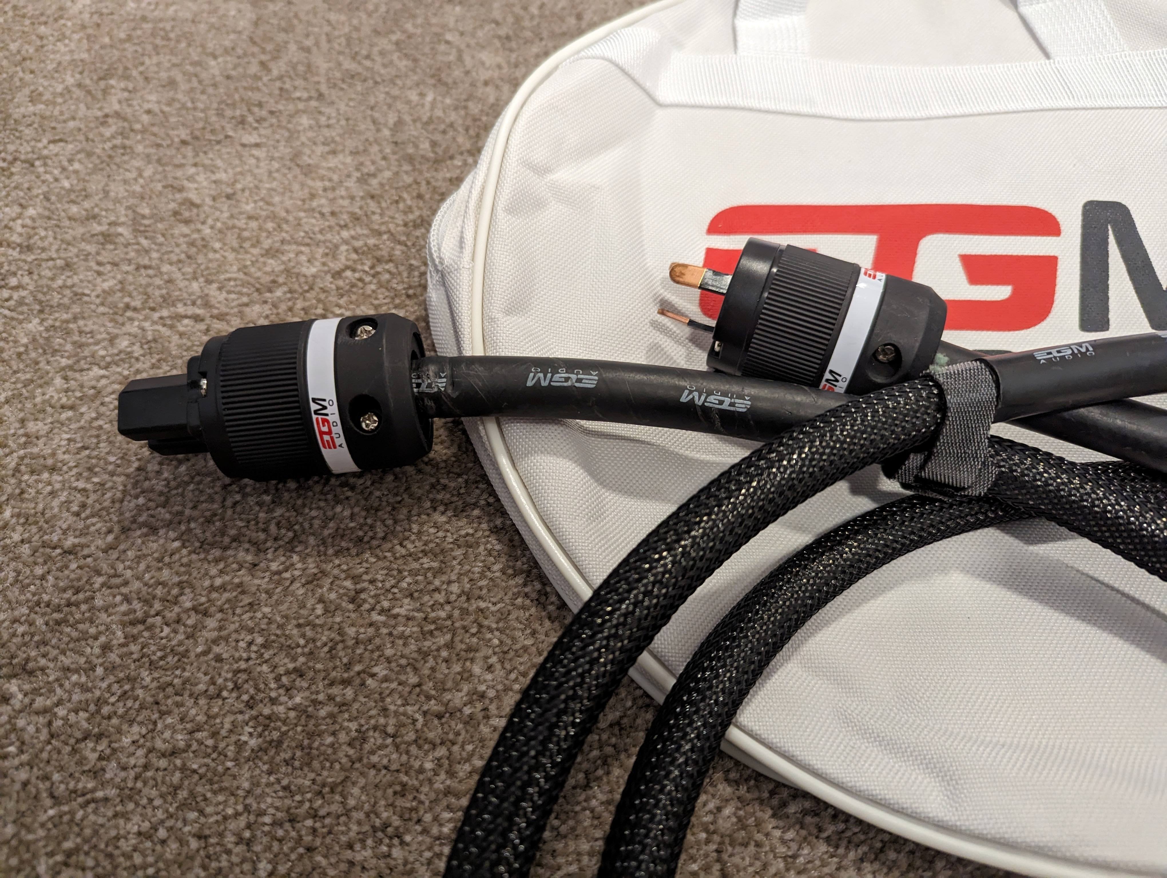 Two x EGM Audio Black ML Reference AC Power Cables 1.0 M ﻿ HiFi and Cinema Cables & Accessories