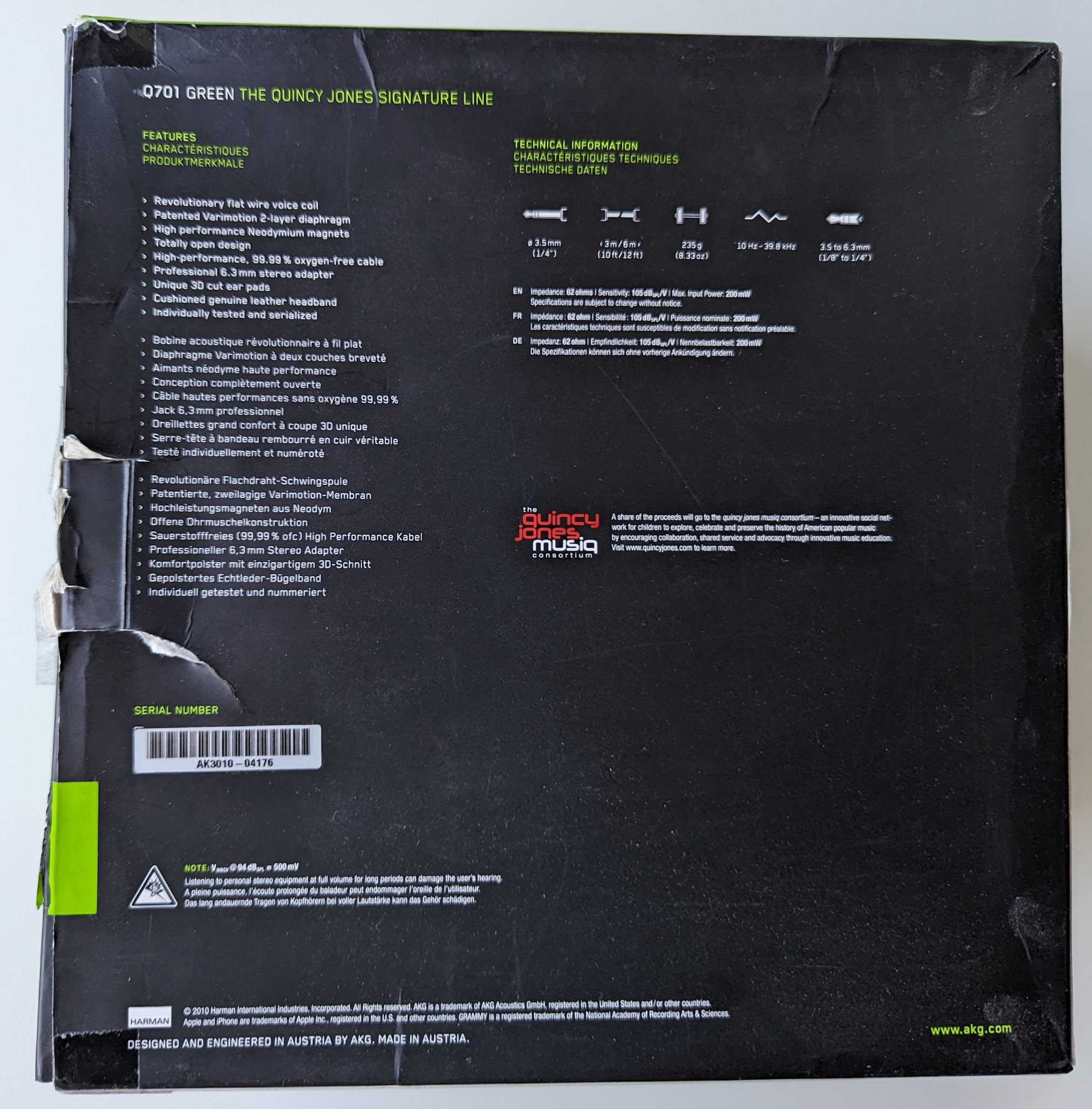 AKG Q701 Quincy Jones Signature Line Headphones