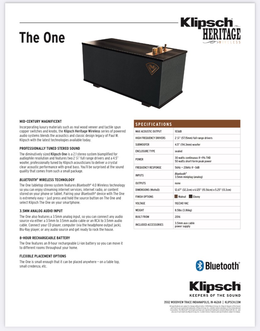 Klipsch the One Bluetooth speaker