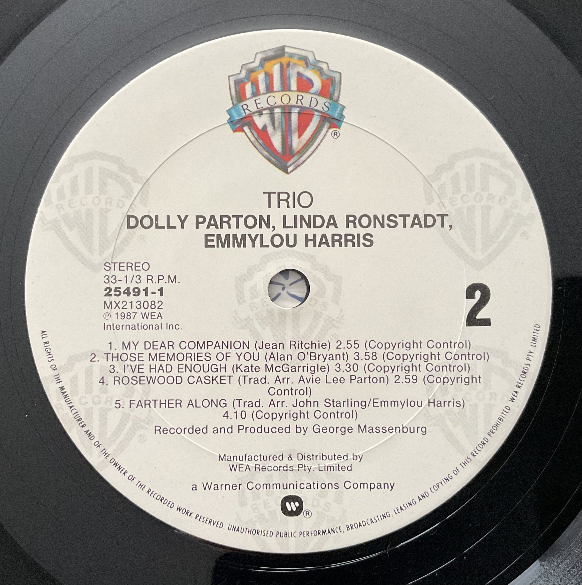Dolly Parton Linda Ronstadt EmmyLou Harris “Trio” 1987 Vinyl