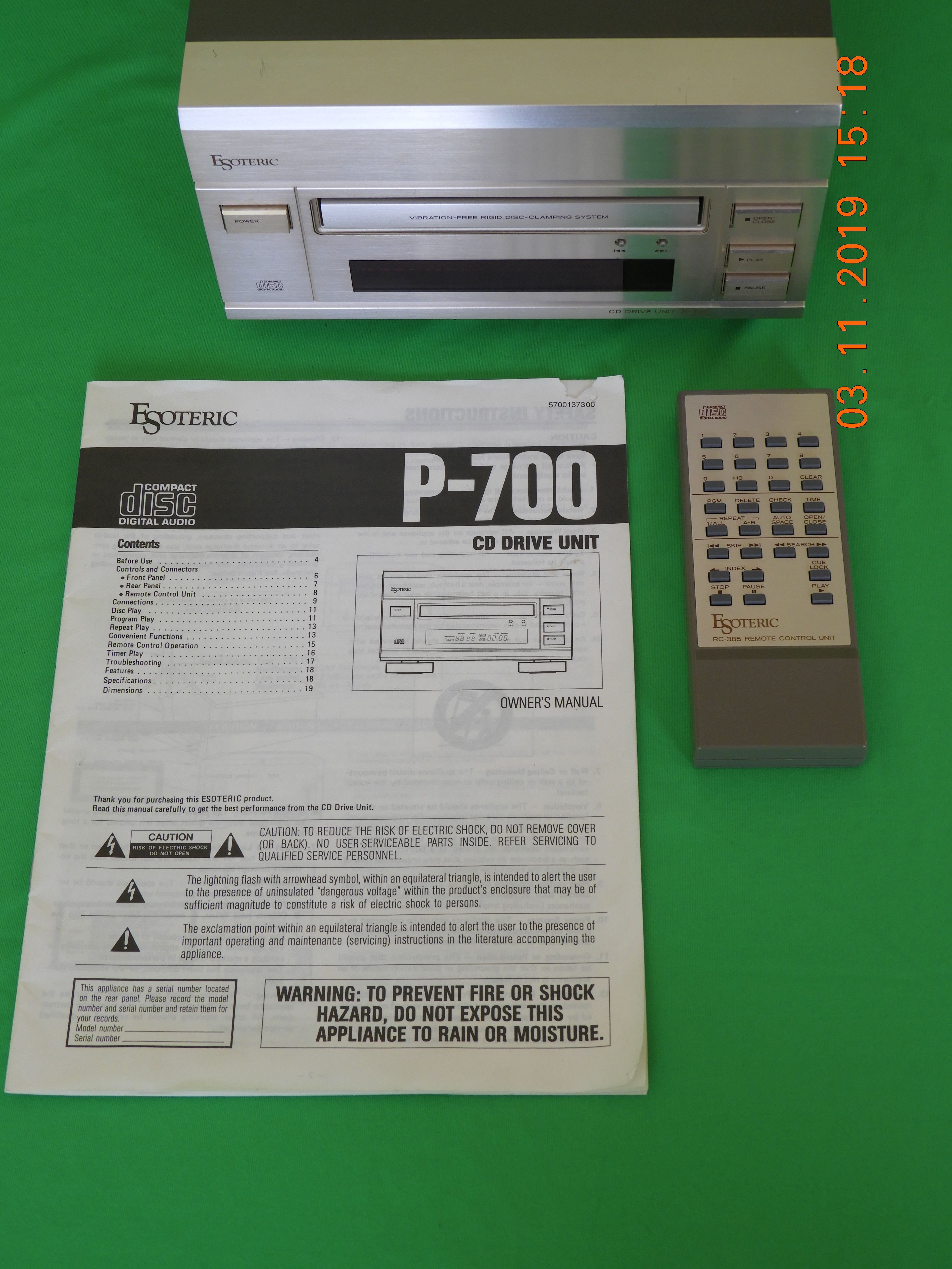 Esoteric P-700 Transport with Sony KSS-151A magnetic mech - Stereo