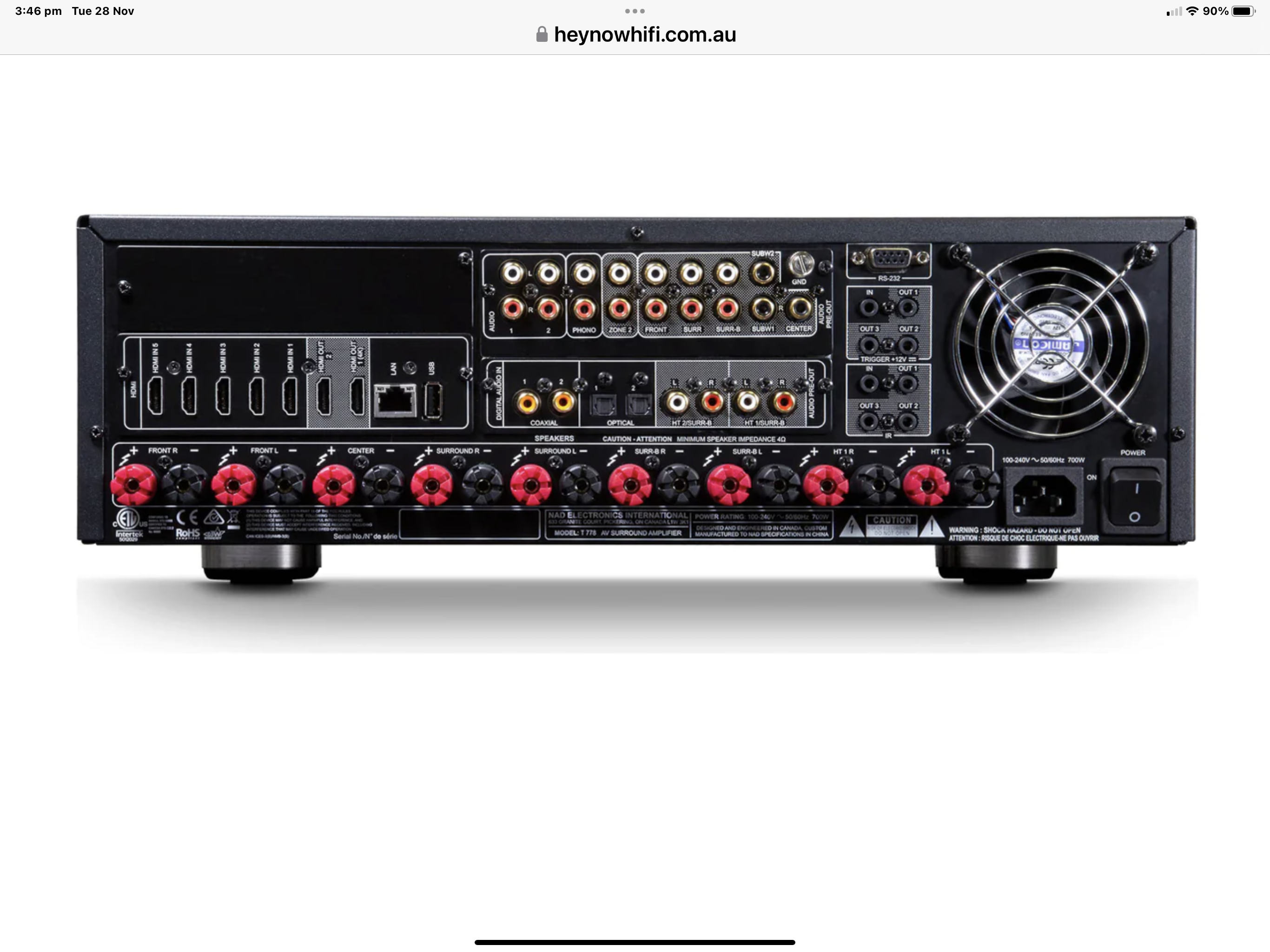 NAD T778 AV Receiver (less than 12 months old).