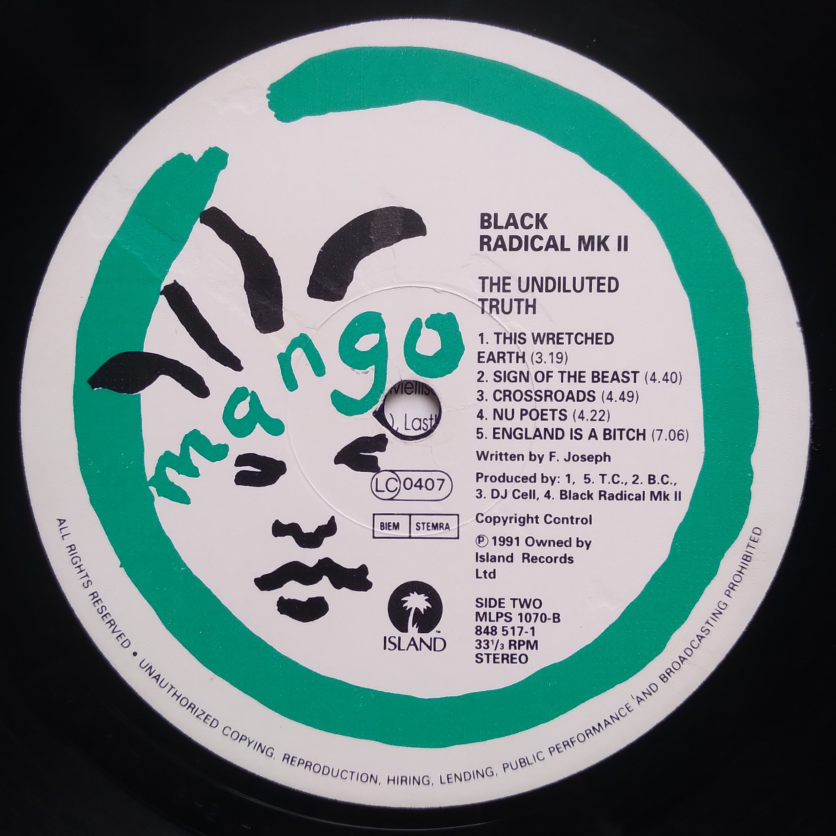 UK hip-hop Black Radical mkII,'The undiluted truth' vinyl LP