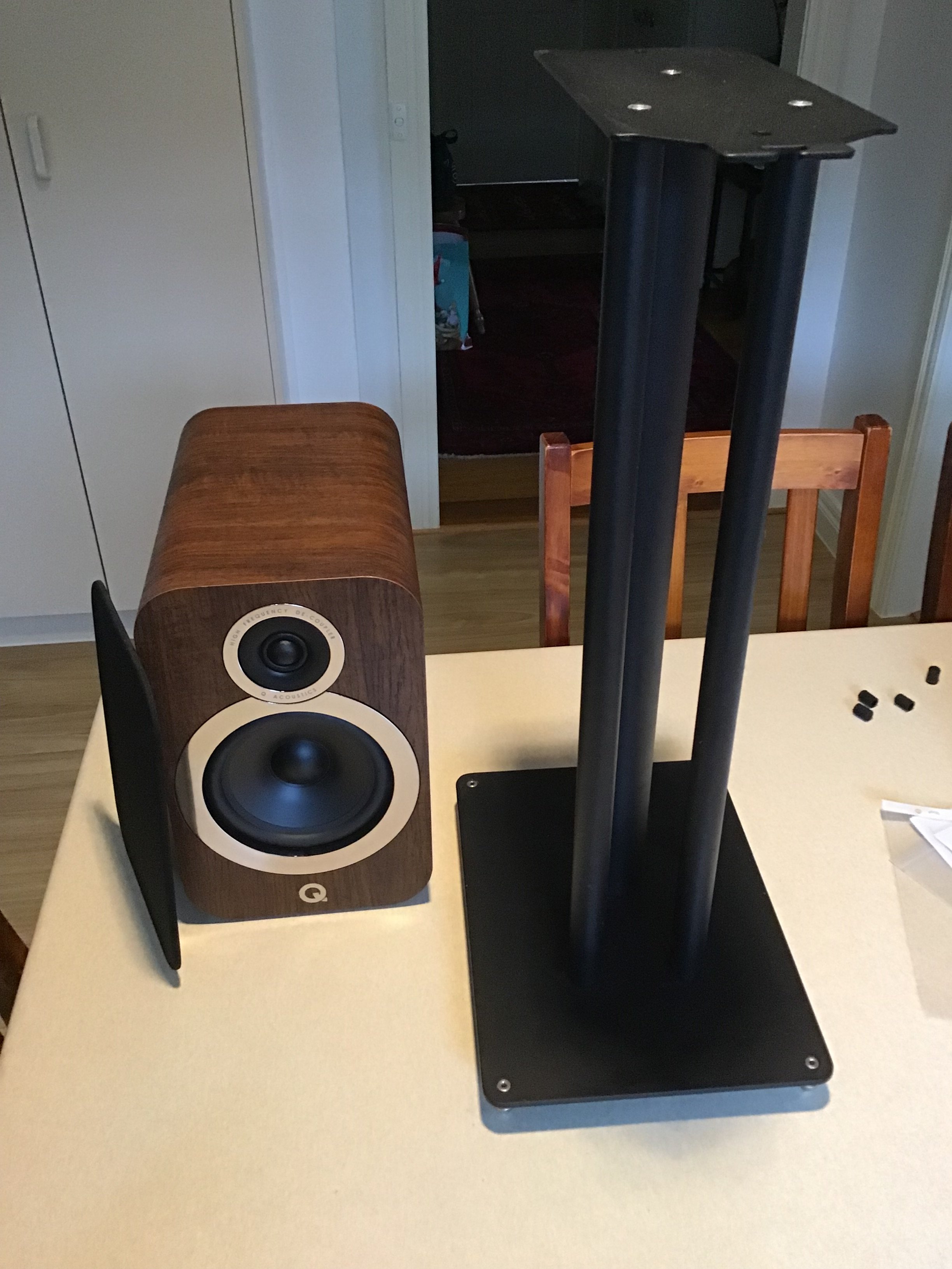 Q Acoustics 3030i speakers and dedicated stands. ﻿ Stereo, Home Cinema