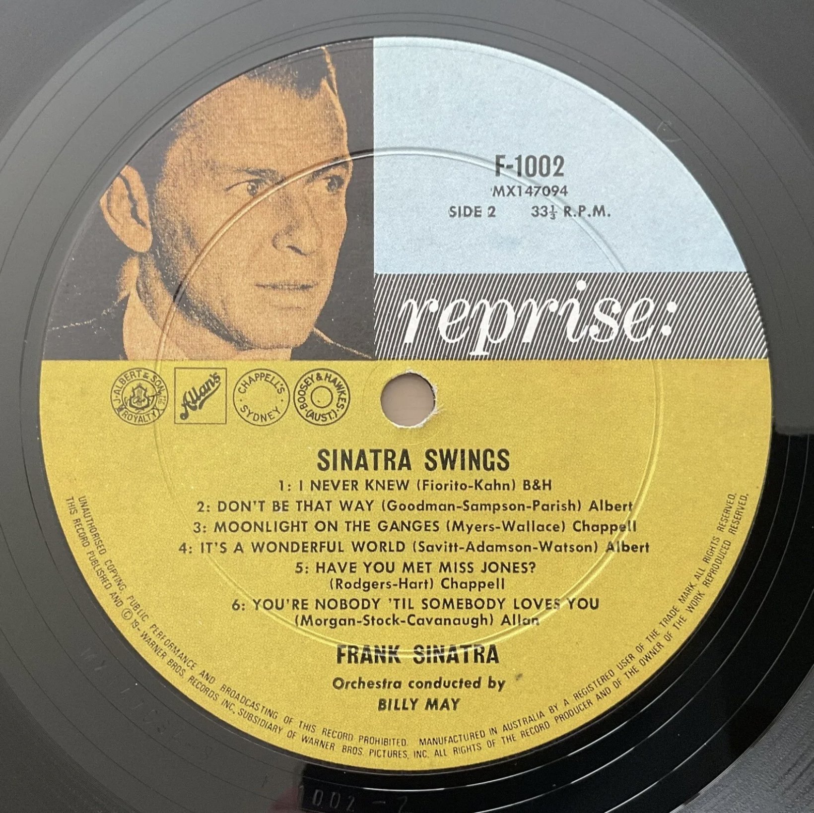 Frank Sinatra “Sinatra Swings” 1961 Mono Vinyl LP Aus Press