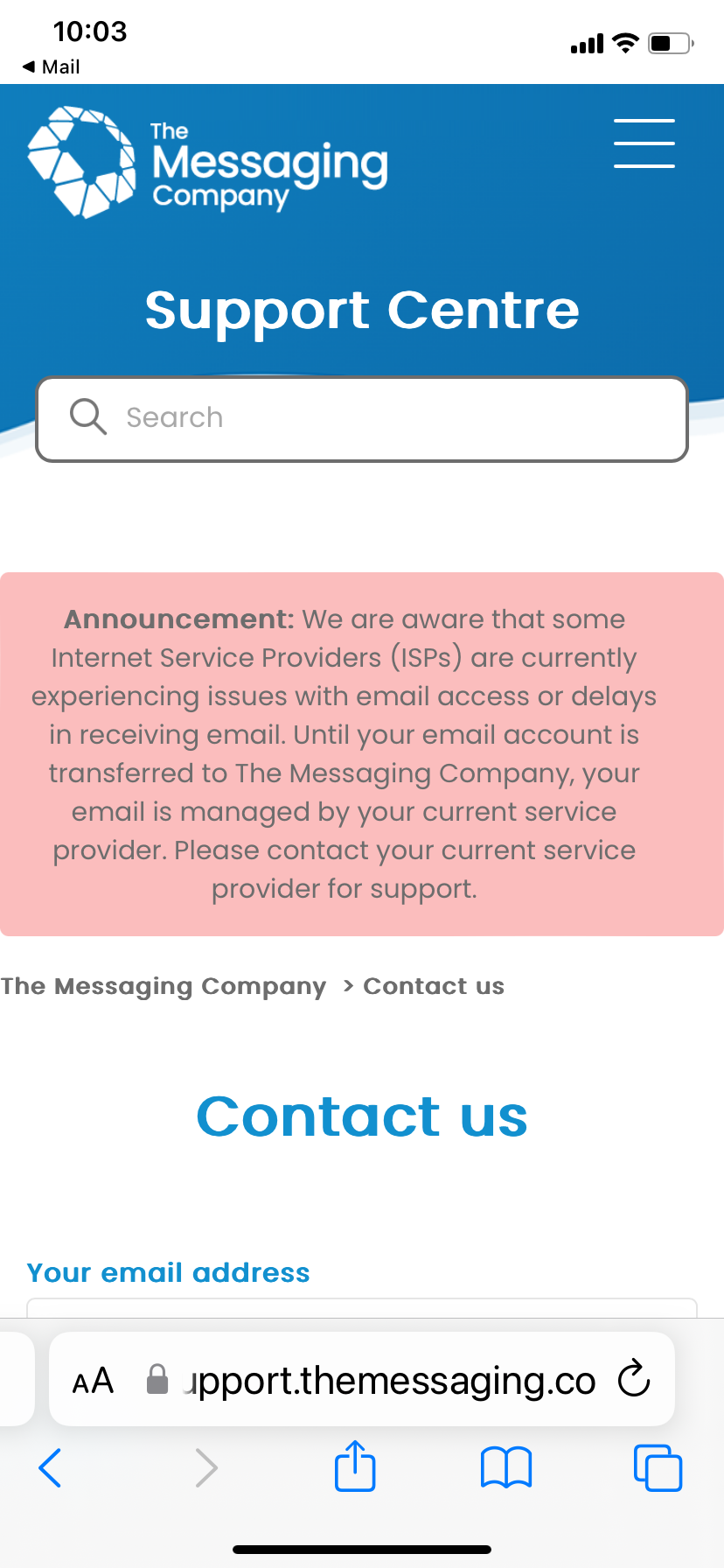 handing off email service to "The Messaging Company" ﻿ Computers