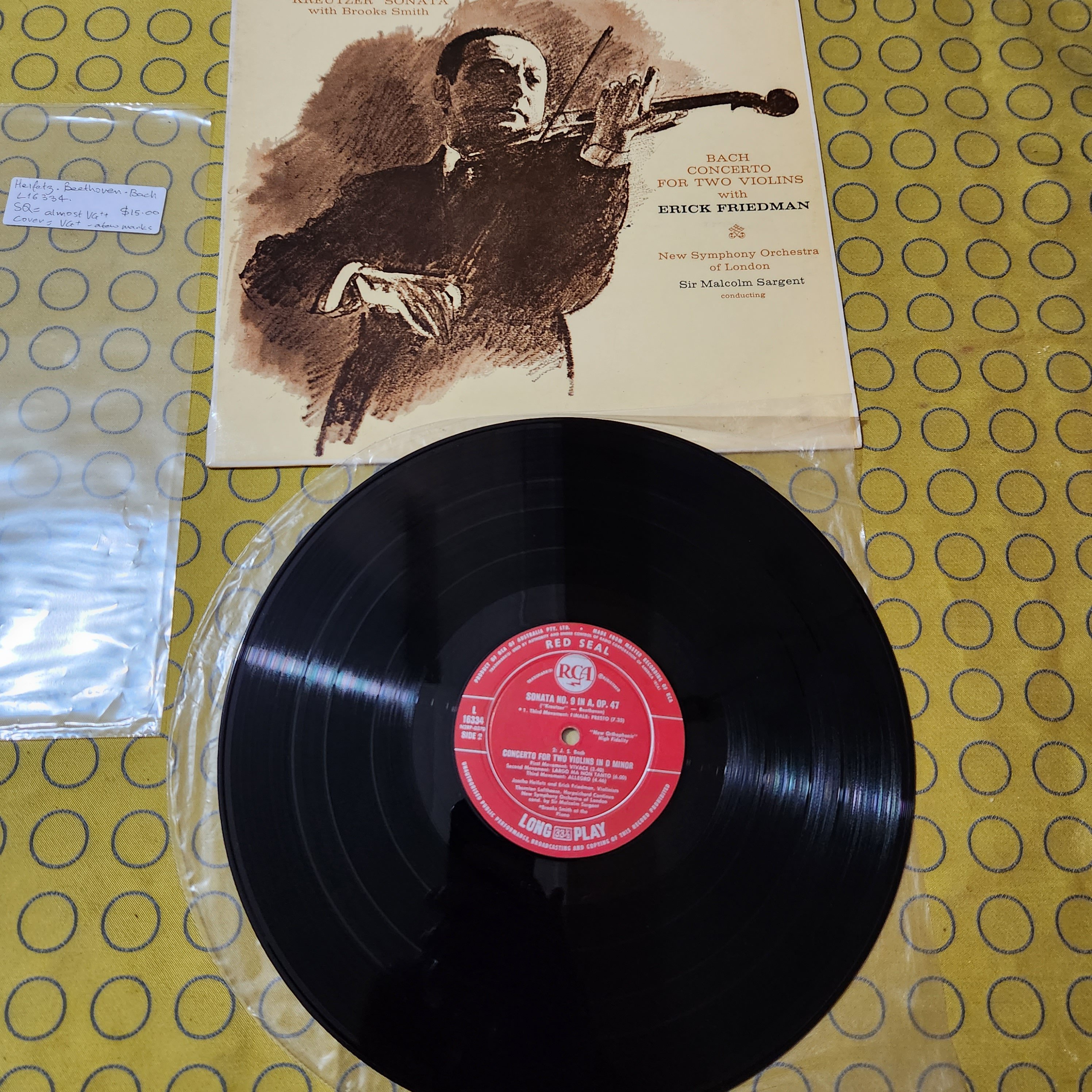 SOLDDENDING HEIFETZ ○ BEETHOVEN SONATA/BACH CONCERTO L16334