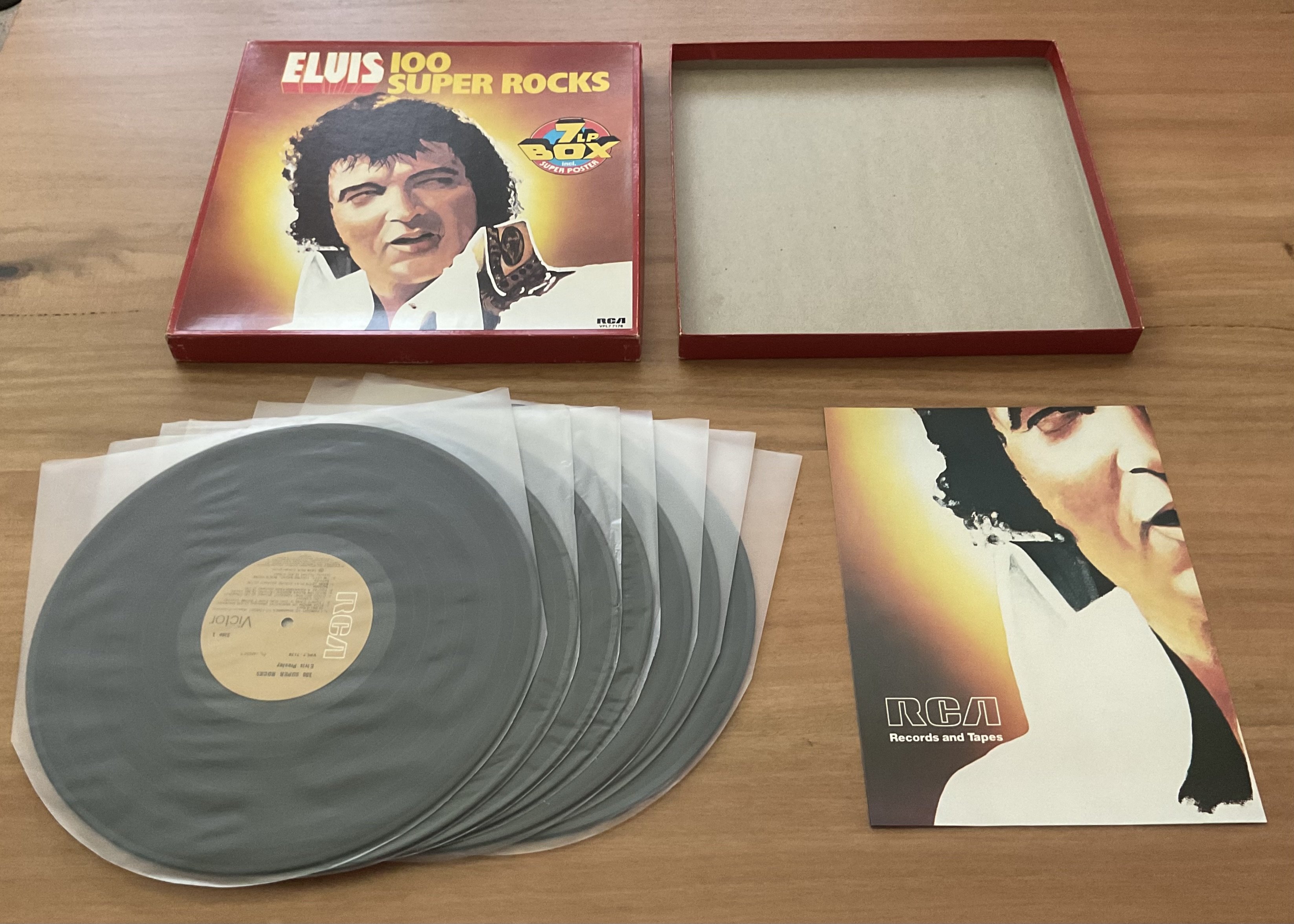 Elvis Presley “100 Super Rocks” 1977 Box Set 7 LP w/ Poster