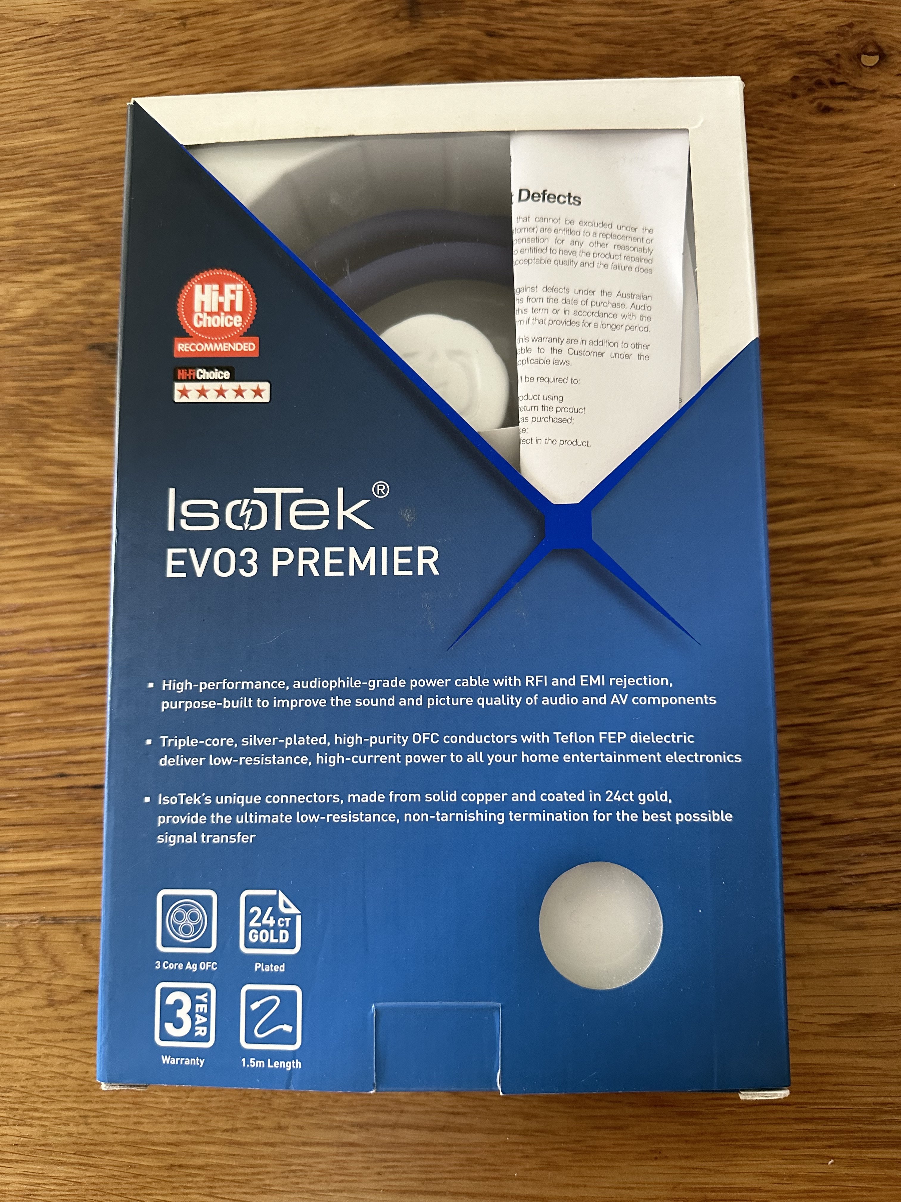 Isotek Evo3 Premier power cable - 1.5 mtrs c15 - AU