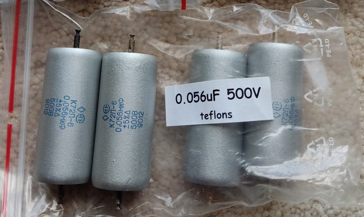 Soviet made 0.056uf 500v 5% PTFE K72P-6 capacitors x 4 Lot 3