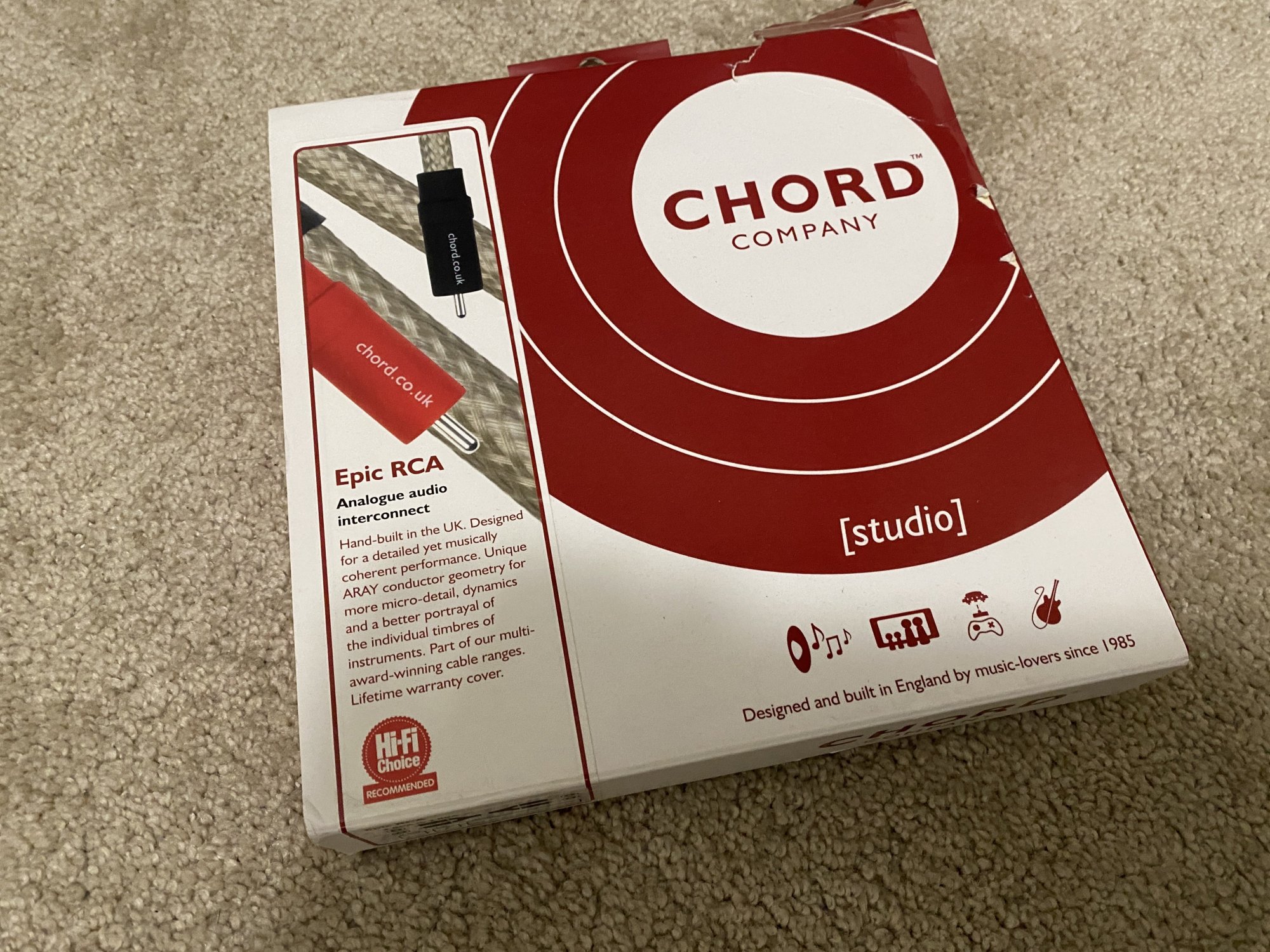 Chord Epic RCA interconnect 1M ﻿ HiFi and Cinema Cables & Accessories