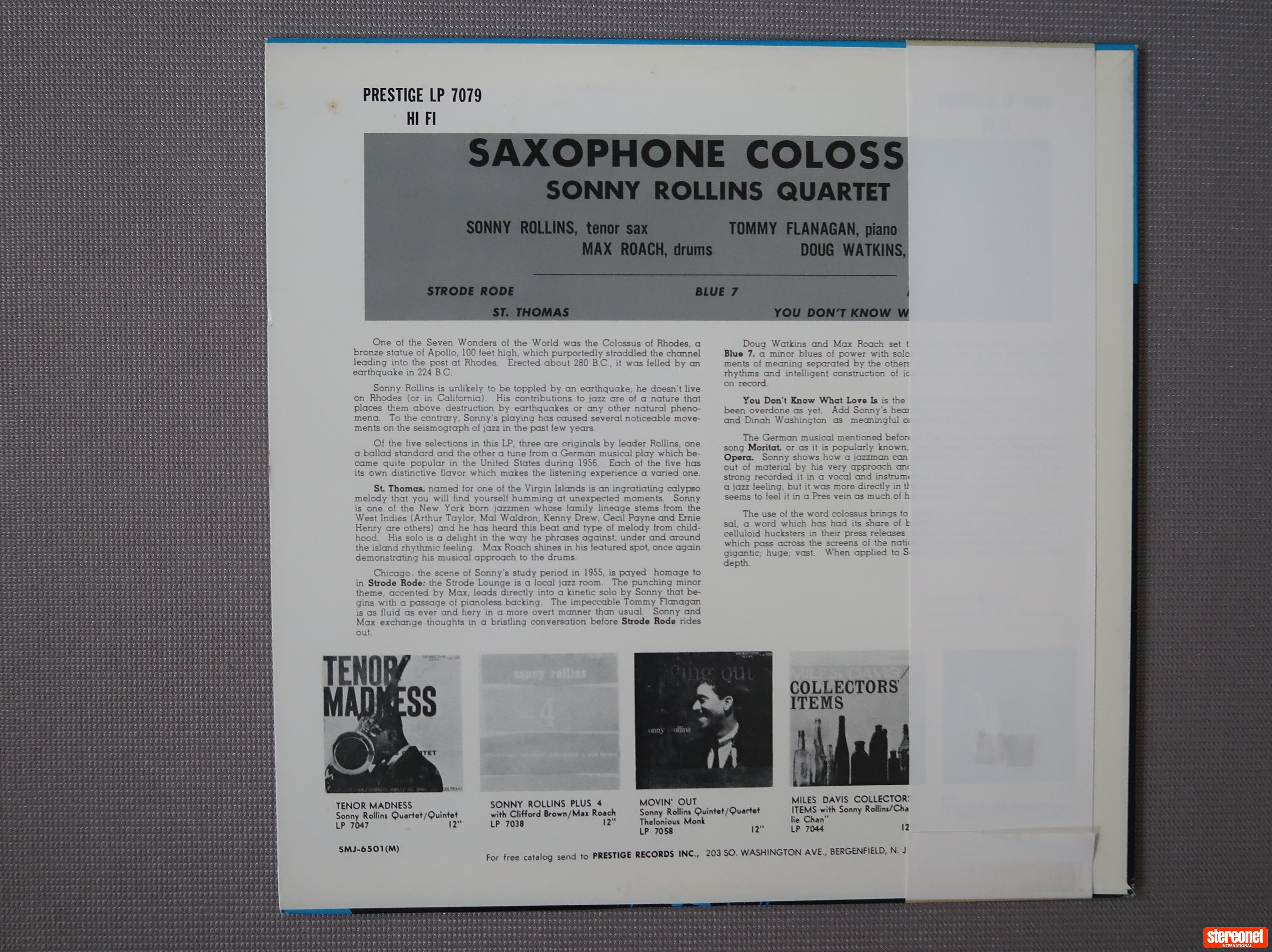 Sonny Rollins Saxophone Colossus (Japan 1979) Vinyl Record (LP