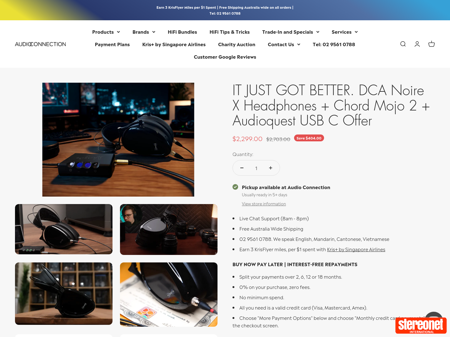 DCA Noire X Headphones + Chord Mojo 2 + Audioquest USB C Offer $2299 @ Audio Connection