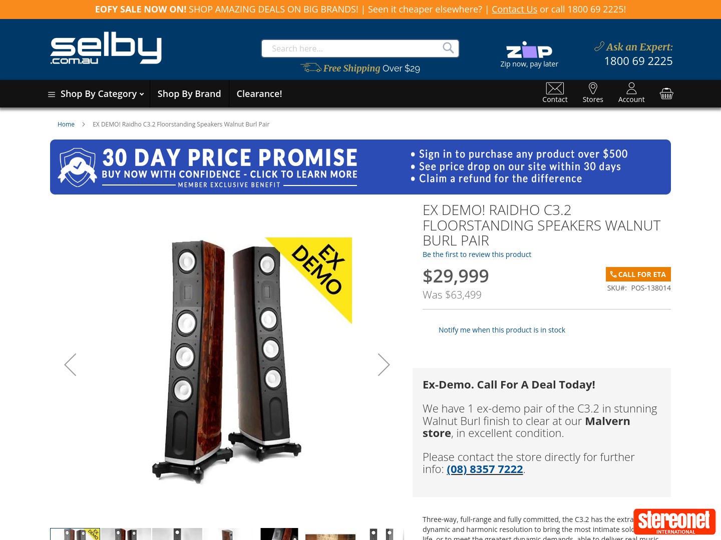 EX DEMO! Raidho C3.2 Floorstanding Speakers $29999 @ Selby (Malvern, SA)