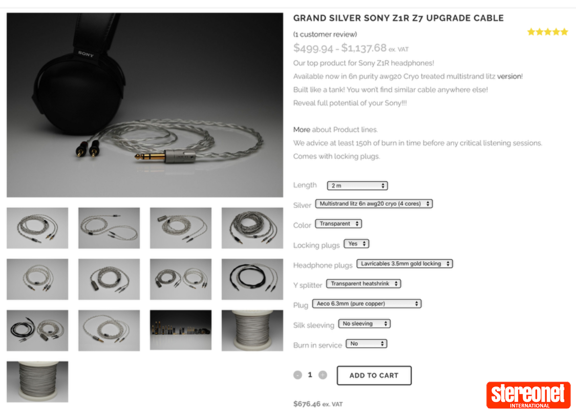 Lavricables GRAND SILVER SONY Z1R Z7 UPGRADE Headphone Cable