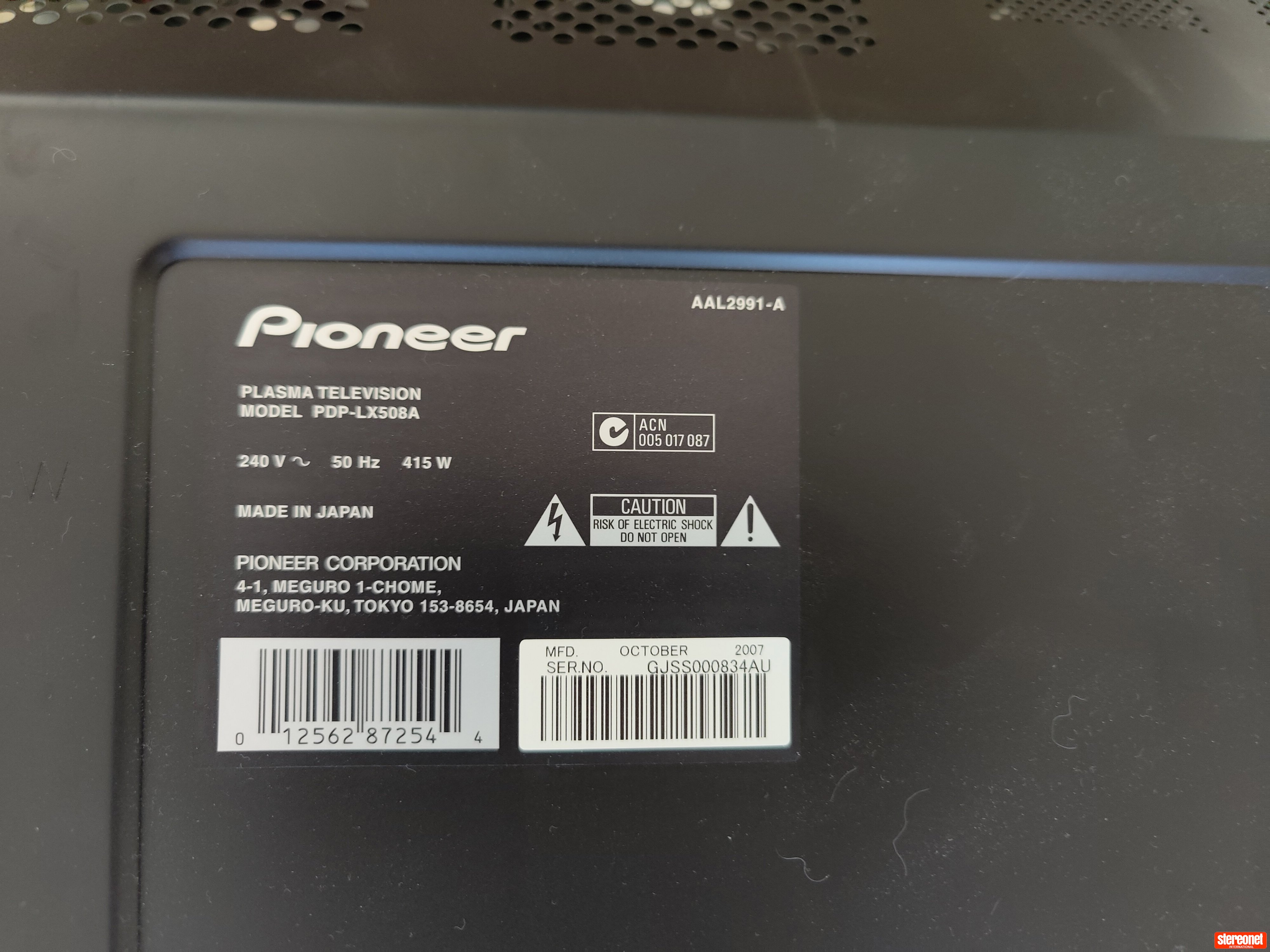 Pioneer PDP-LX508A Plasma TV