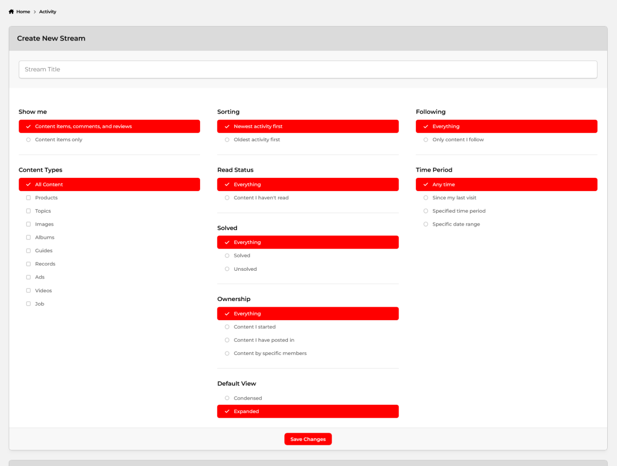 How To: Create a Custom Activity Stream (and set it as Default ...
