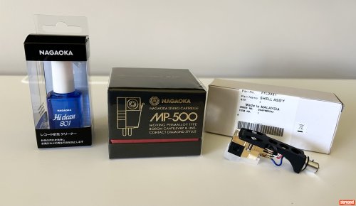 Nagaoka Nagaoka MP-500 Cartridge + Technics Headshell + Nagaoka AM-801/2 Fluid Package Phono Cartridge (MI)
