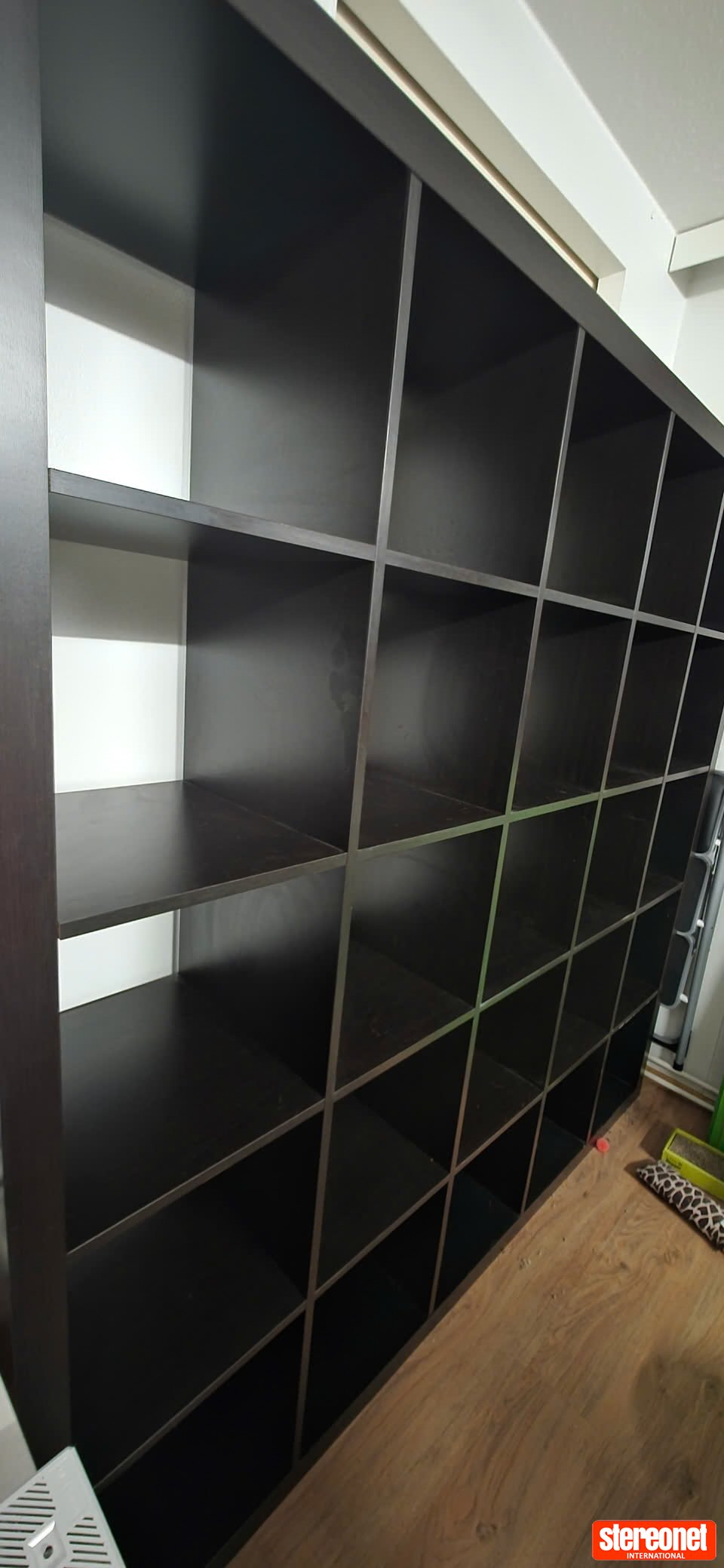 Ikea Expedit (Kallax), 5x5 shelves, dark brown.