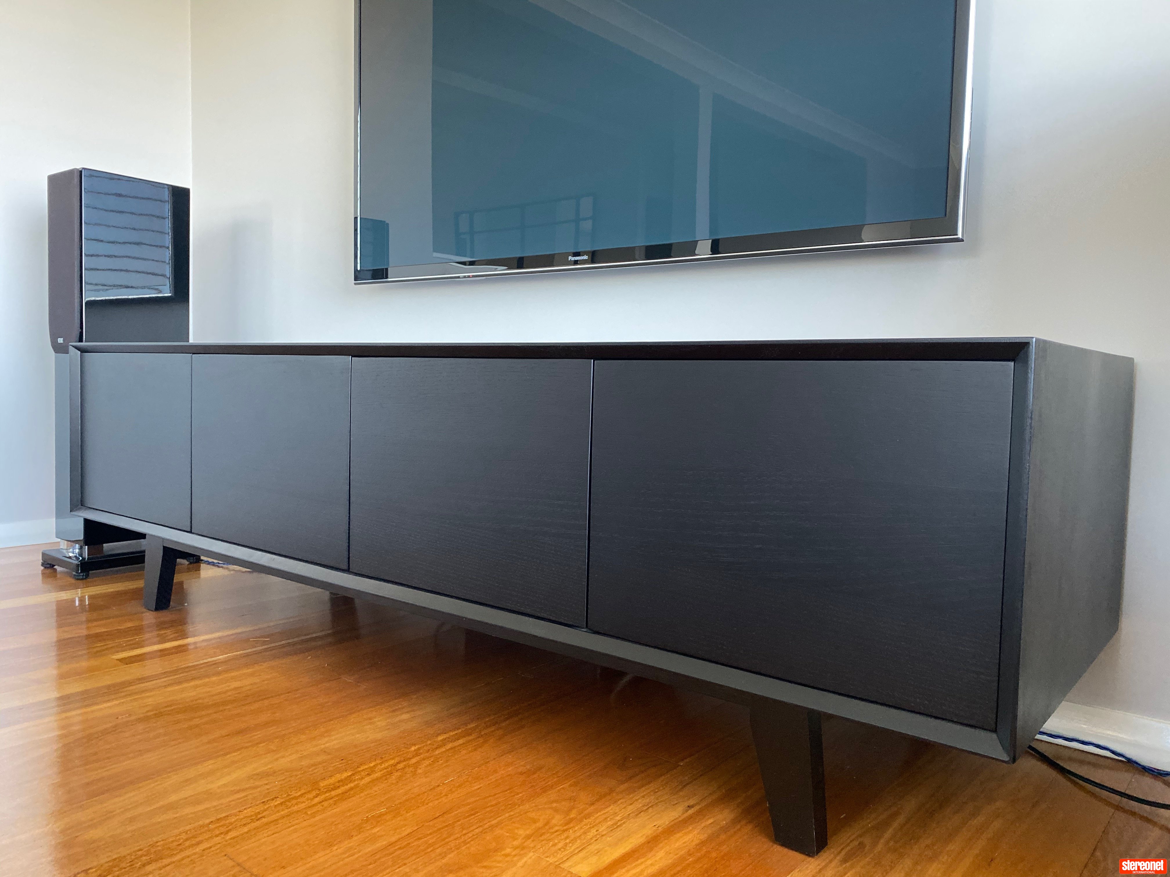 Custom Entertainment Unit Black Tassy Oak Cabinet