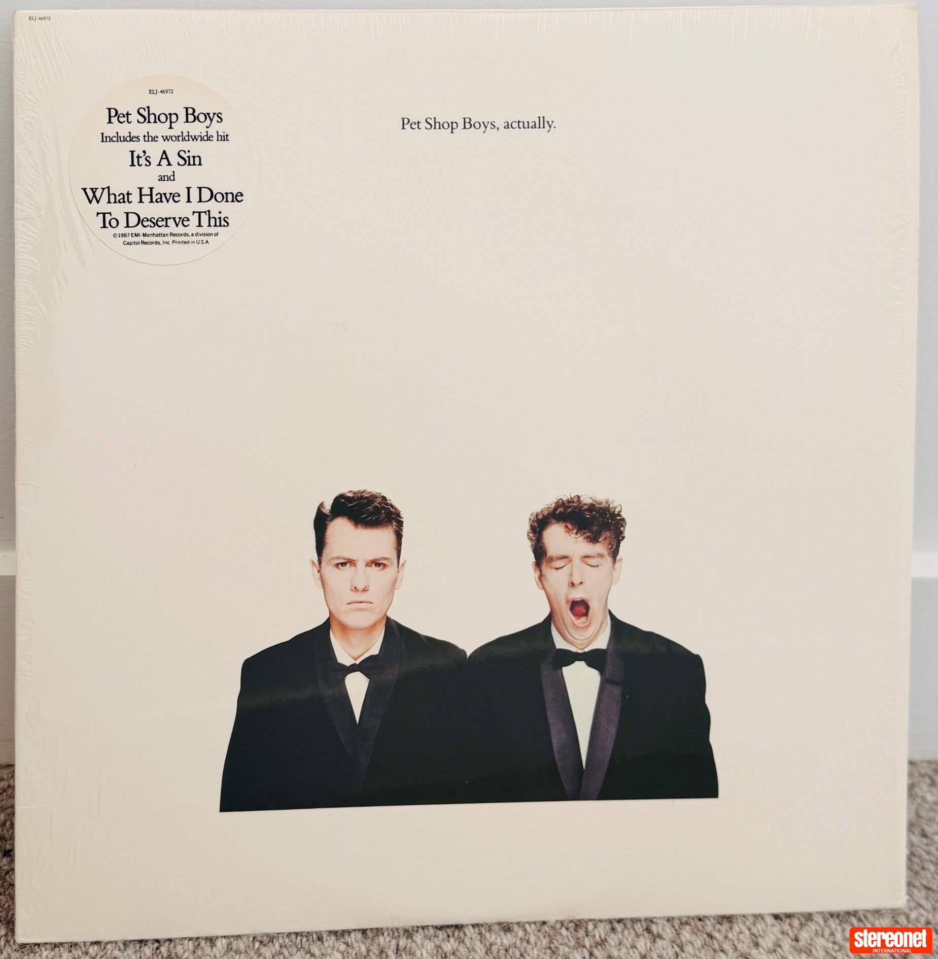 PET SHOP BOYS - ACTUALLY / 1987 US 1ST PRESSING / SHRINKWRAP/HYPE STICKER