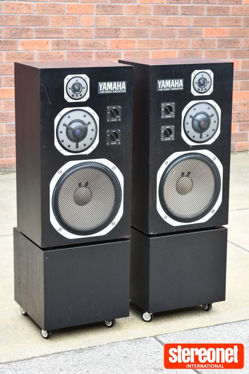 Yamaha NS-1000M speakers with bass box stands. Floorstanding Loudspeakers