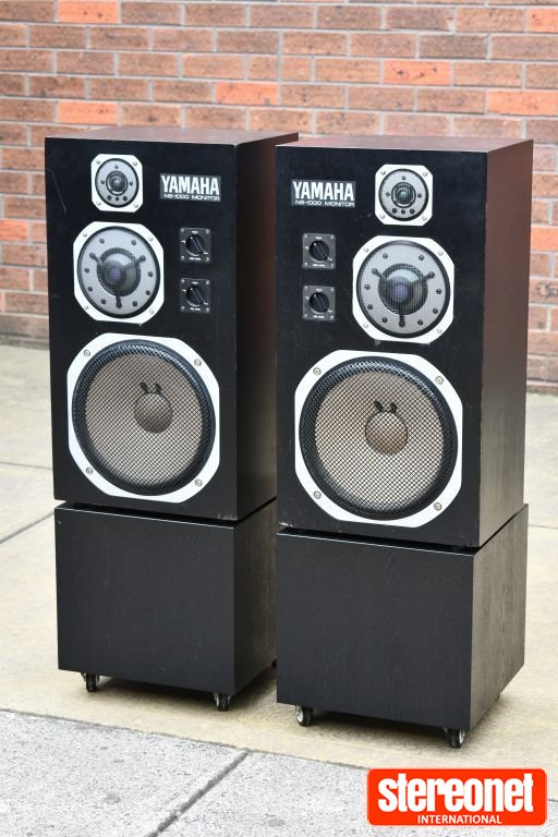 Yamaha NS-1000M speakers with bass box stands. Floorstanding Loudspeakers