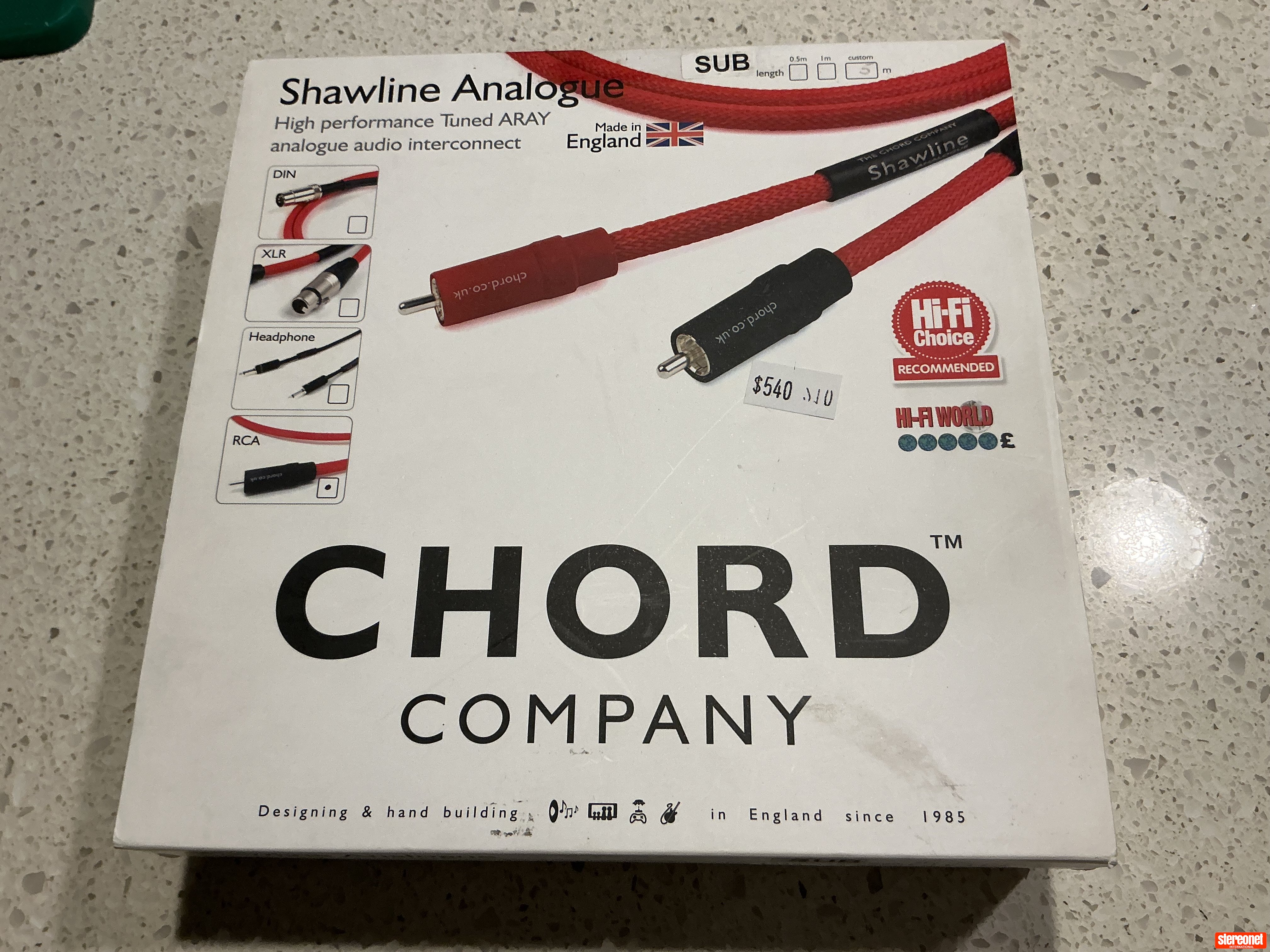Chord Company Shawline Subwoofer Cable