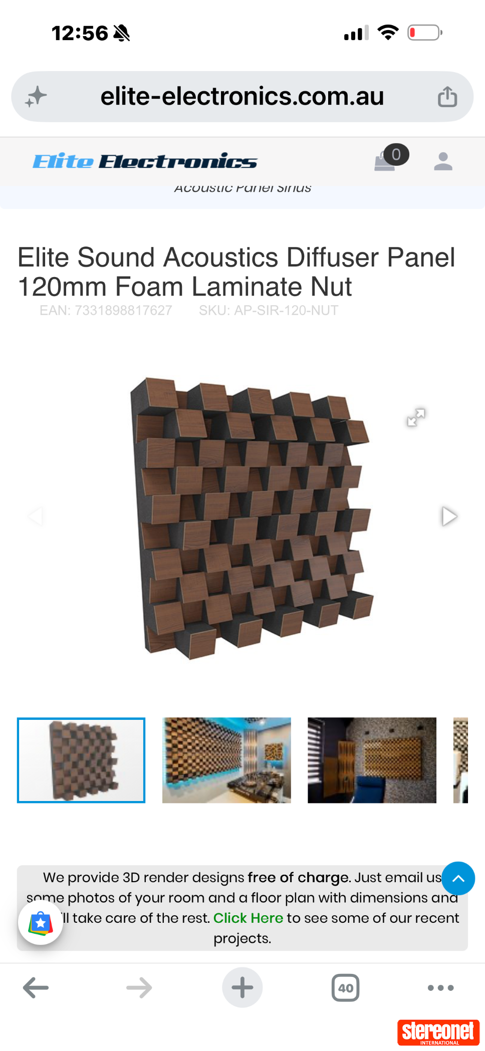 Elite AP-SIR-120-NUT Acoustic Panels / Diffusers